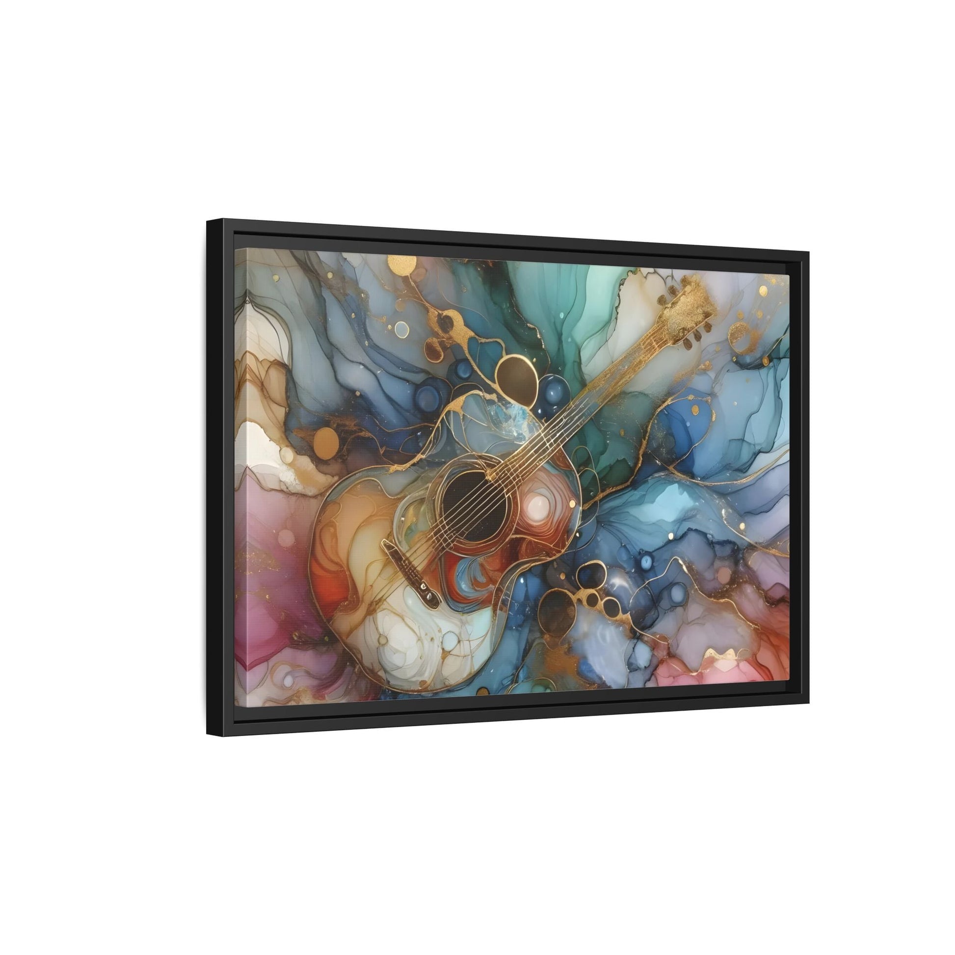 Large Guitar Canvas Wall Art - Colorful Marble Music Print - YesArtYes