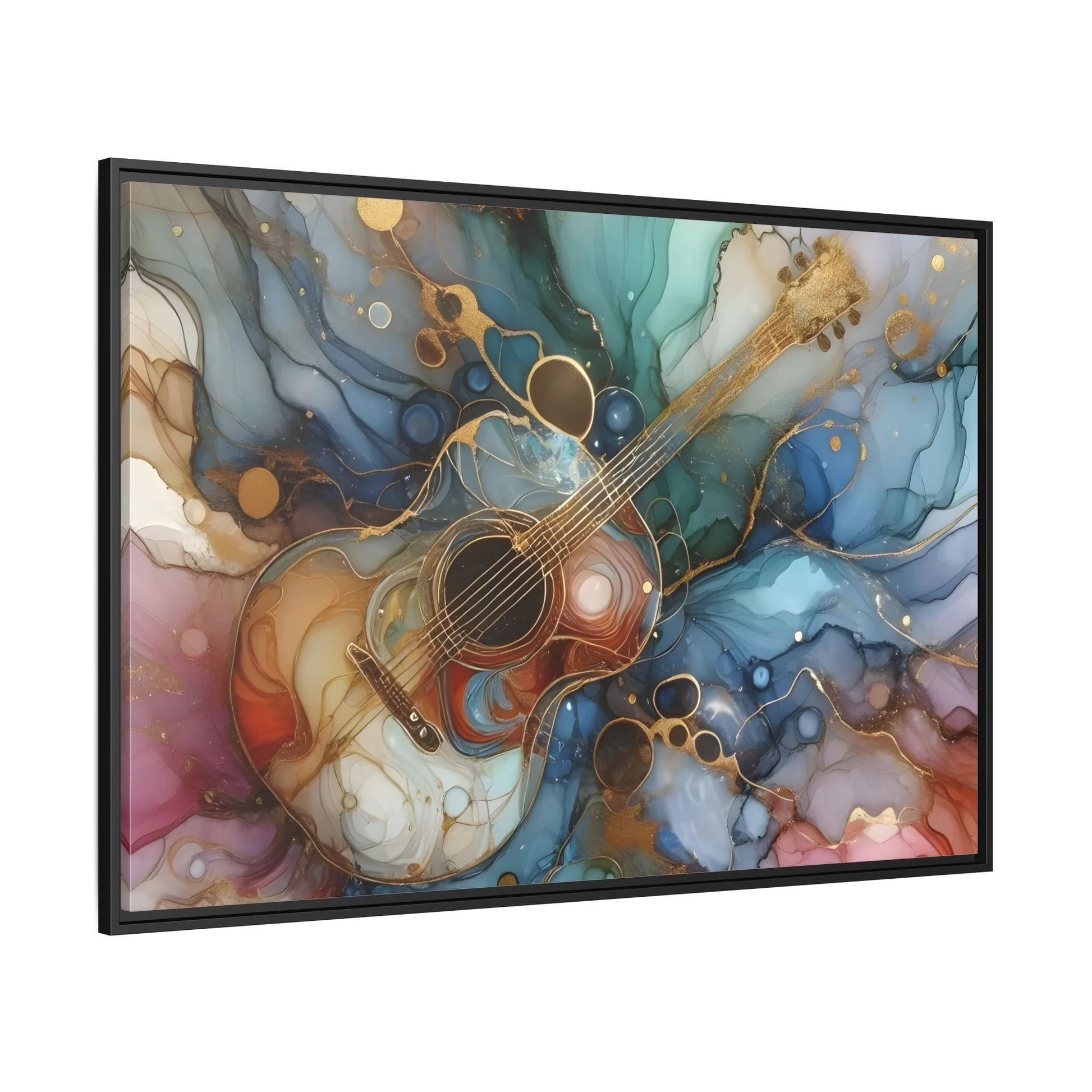 Large Guitar Canvas Wall Art - Colorful Marble Music Print - YesArtYes
