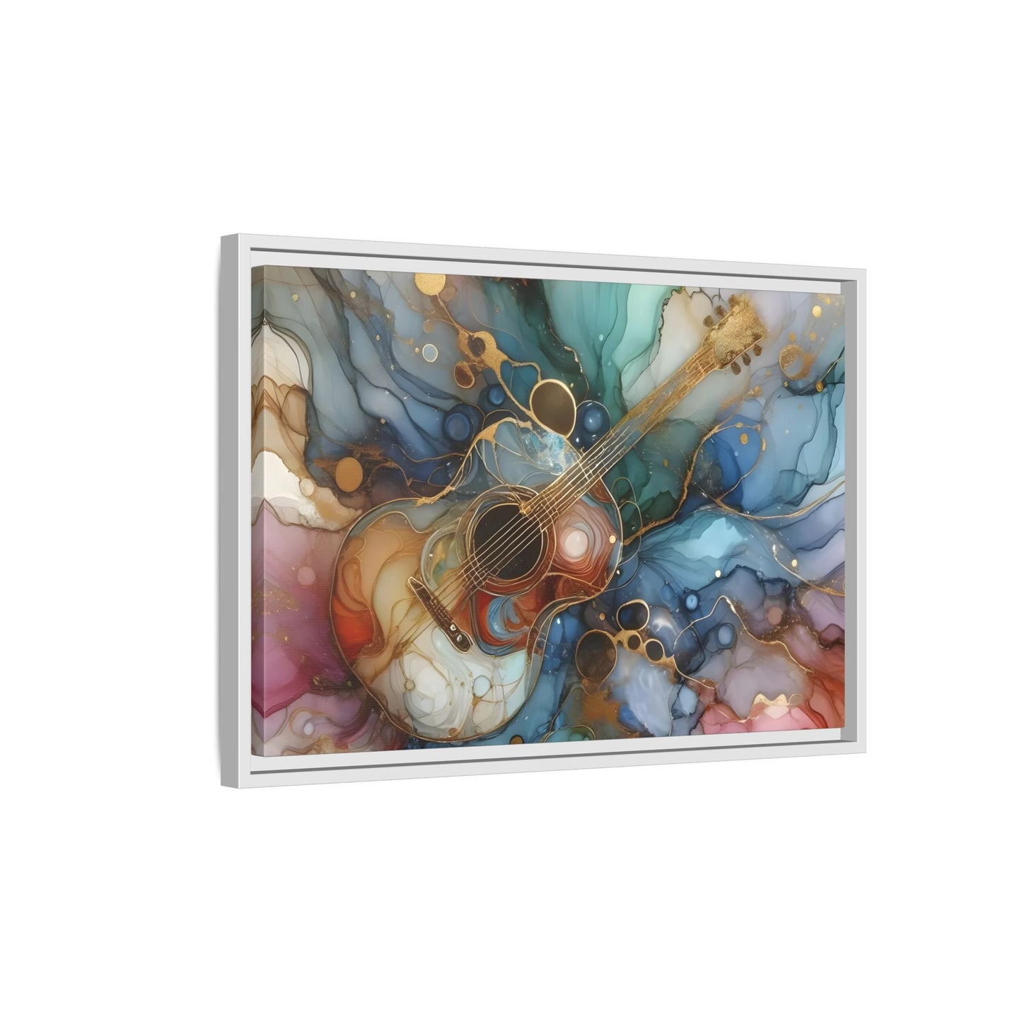 Large Guitar Canvas Wall Art - Colorful Marble Music Print - YesArtYes