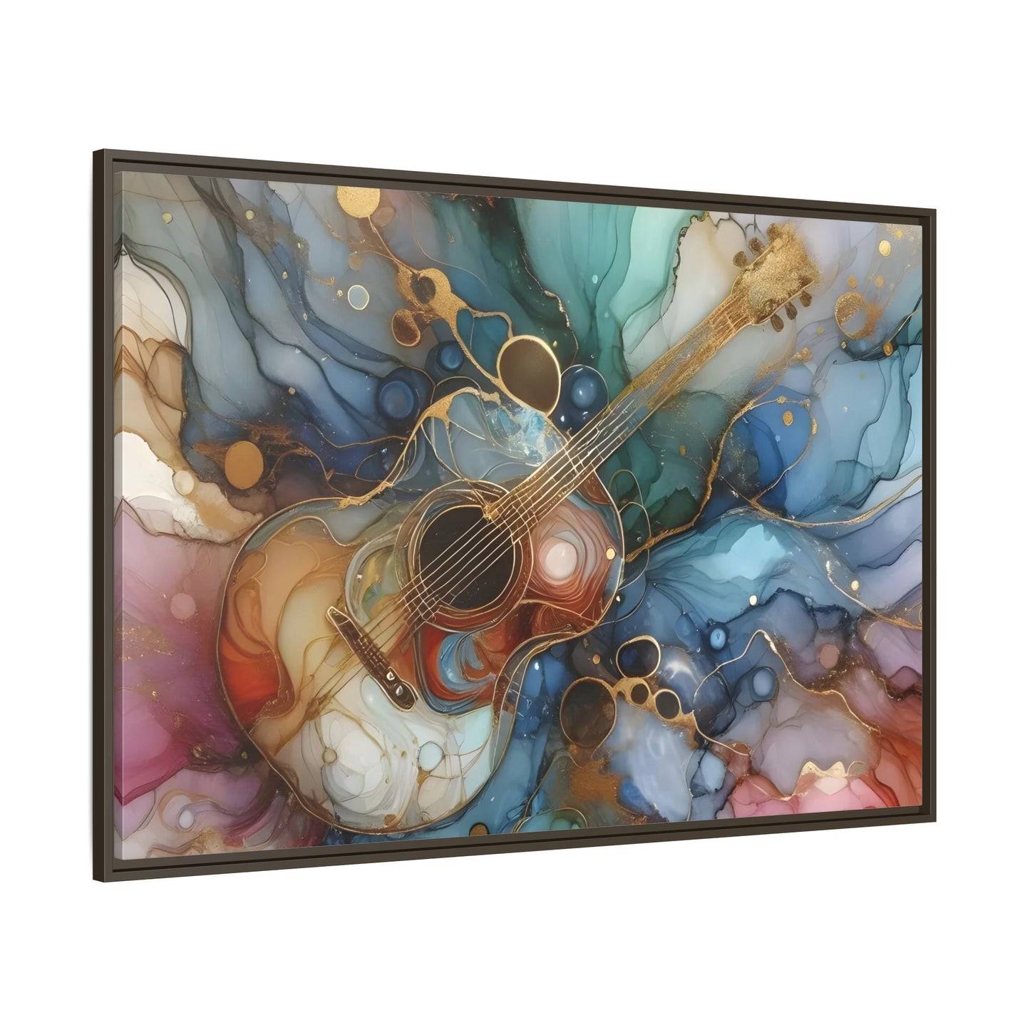 Large Guitar Canvas Wall Art - Colorful Marble Music Print - YesArtYes