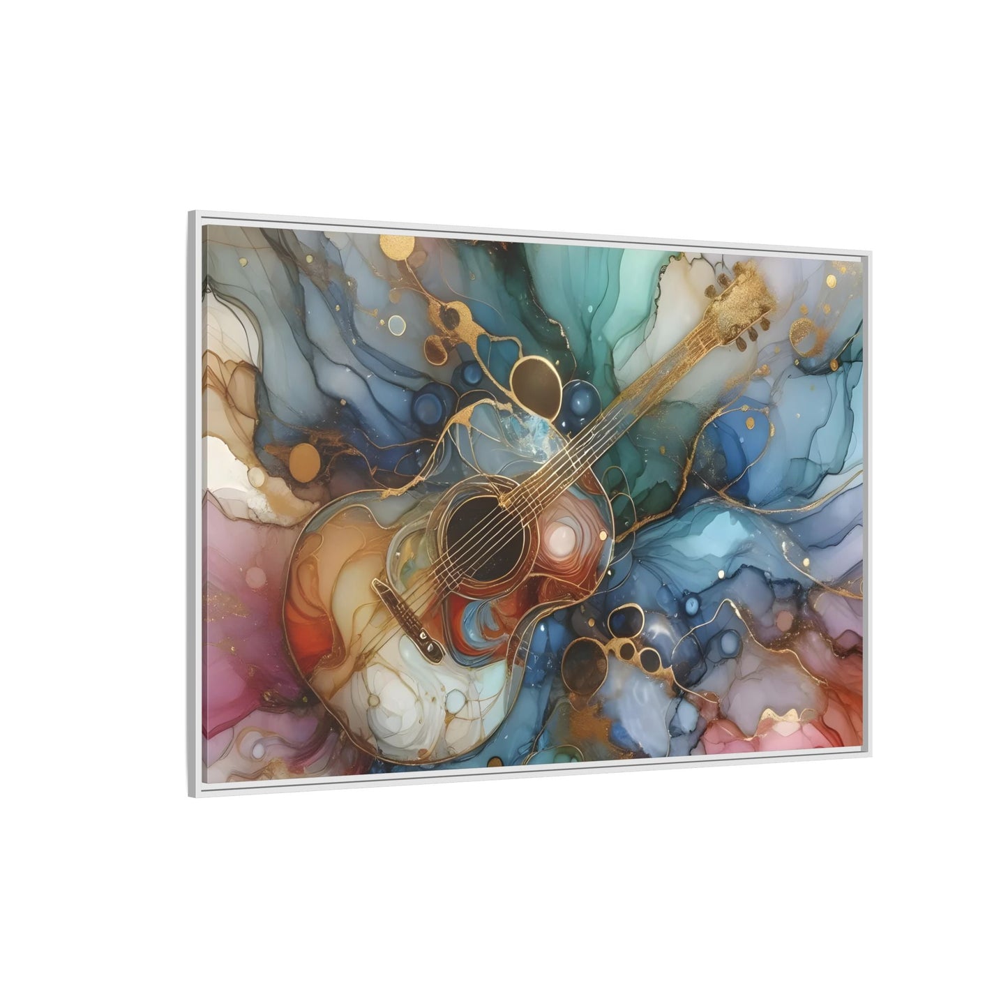 Large Guitar Canvas Wall Art - Colorful Marble Music Print - YesArtYes
