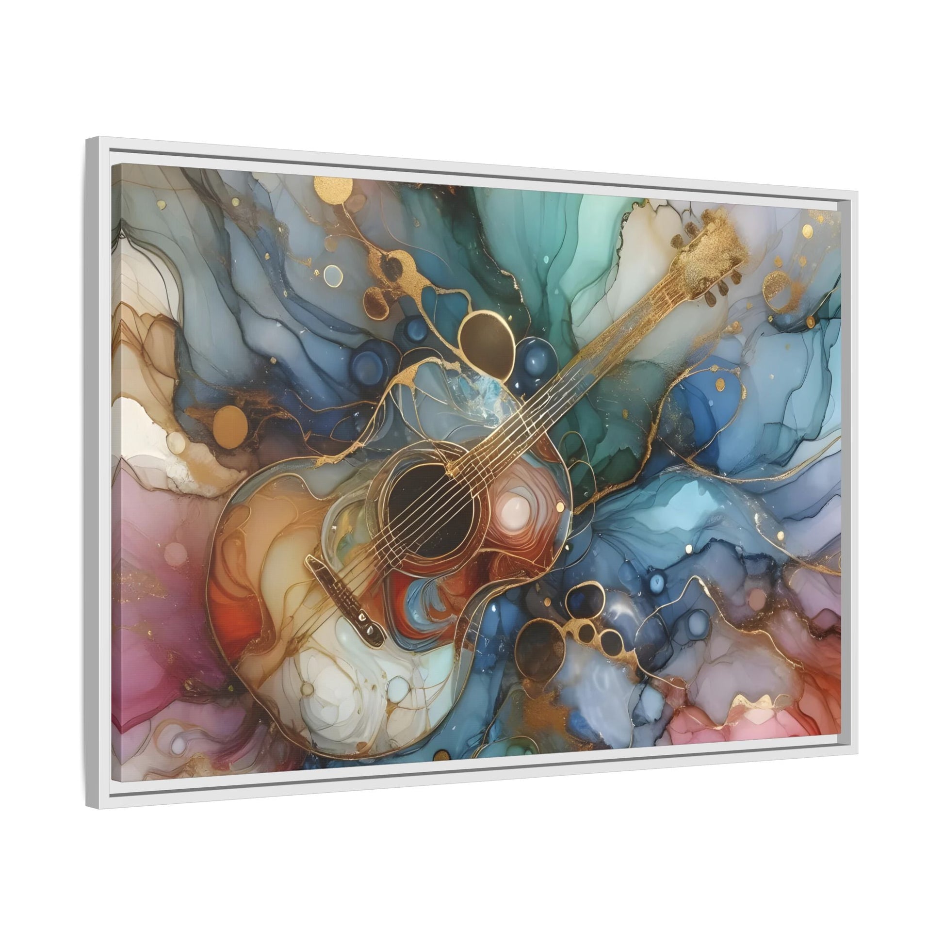 Large Guitar Canvas Wall Art - Colorful Marble Music Print - YesArtYes