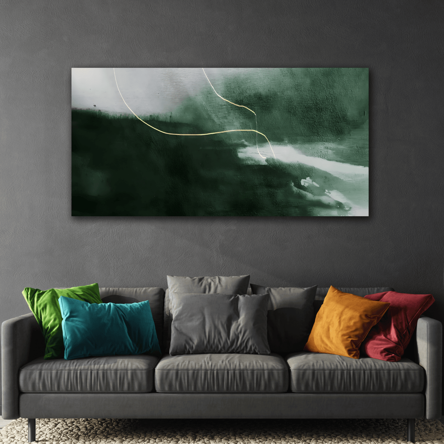 Large Minimalist Green Abstract Modern Canvas Wall Art Print - YesArtYes
