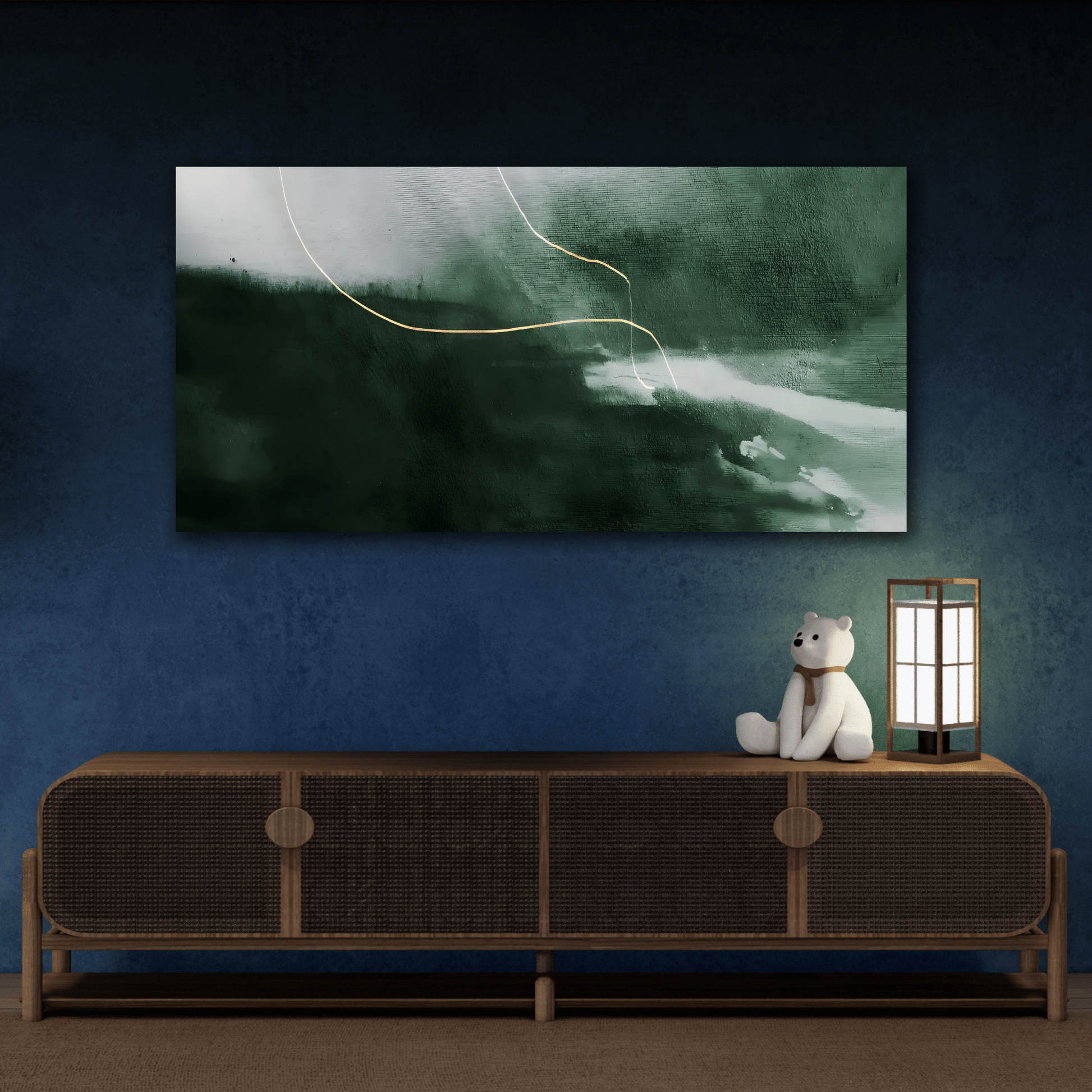 Large Minimalist Green Abstract Modern Canvas Wall Art Print - YesArtYes