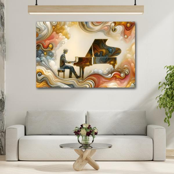 Large Piano Music Abstract Colorful Canvas Wall Art Print - YesArtYes