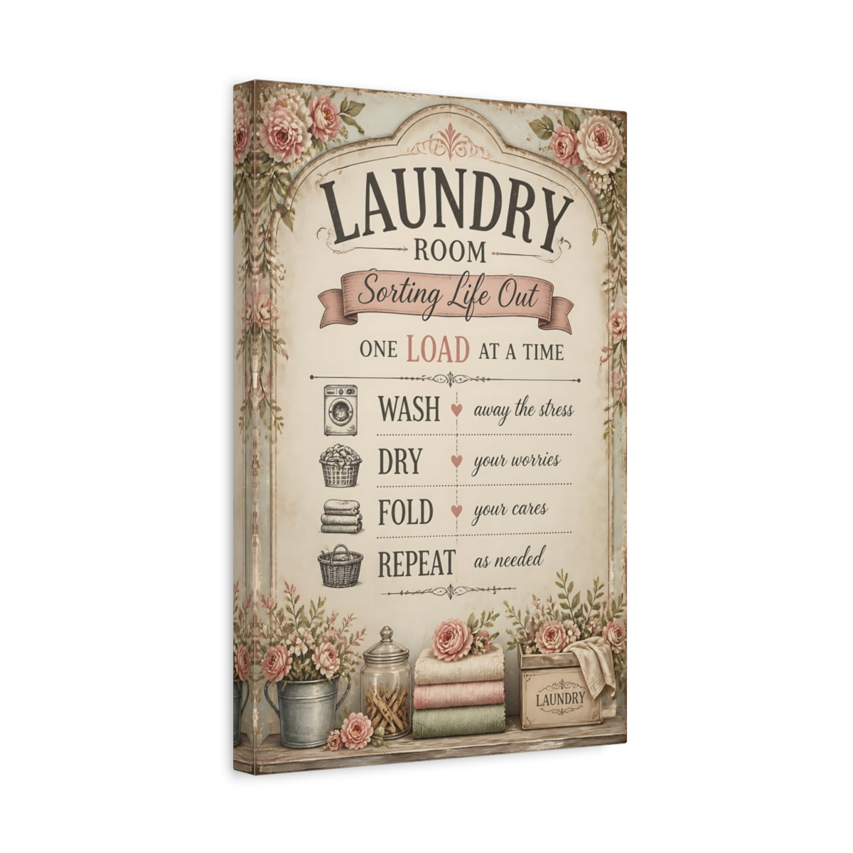 Side Mockup 4. Laundry Room Quote Sign shown as canvas print