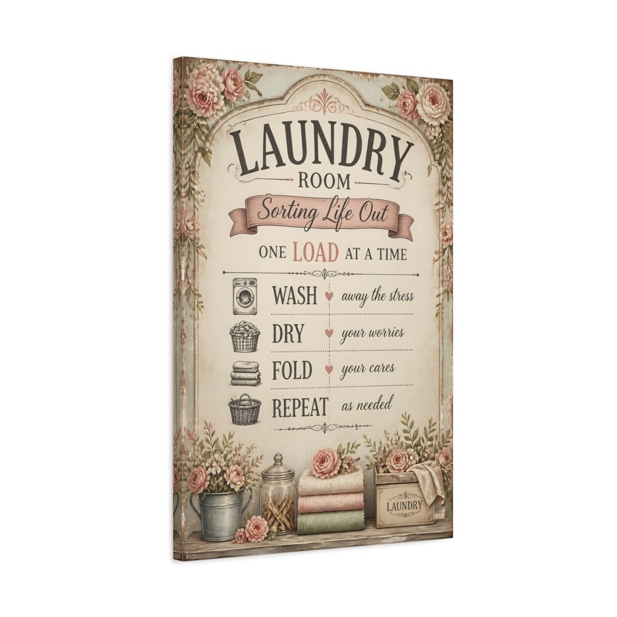 Side Mockup 2. Laundry Room Quote Sign shown as canvas print