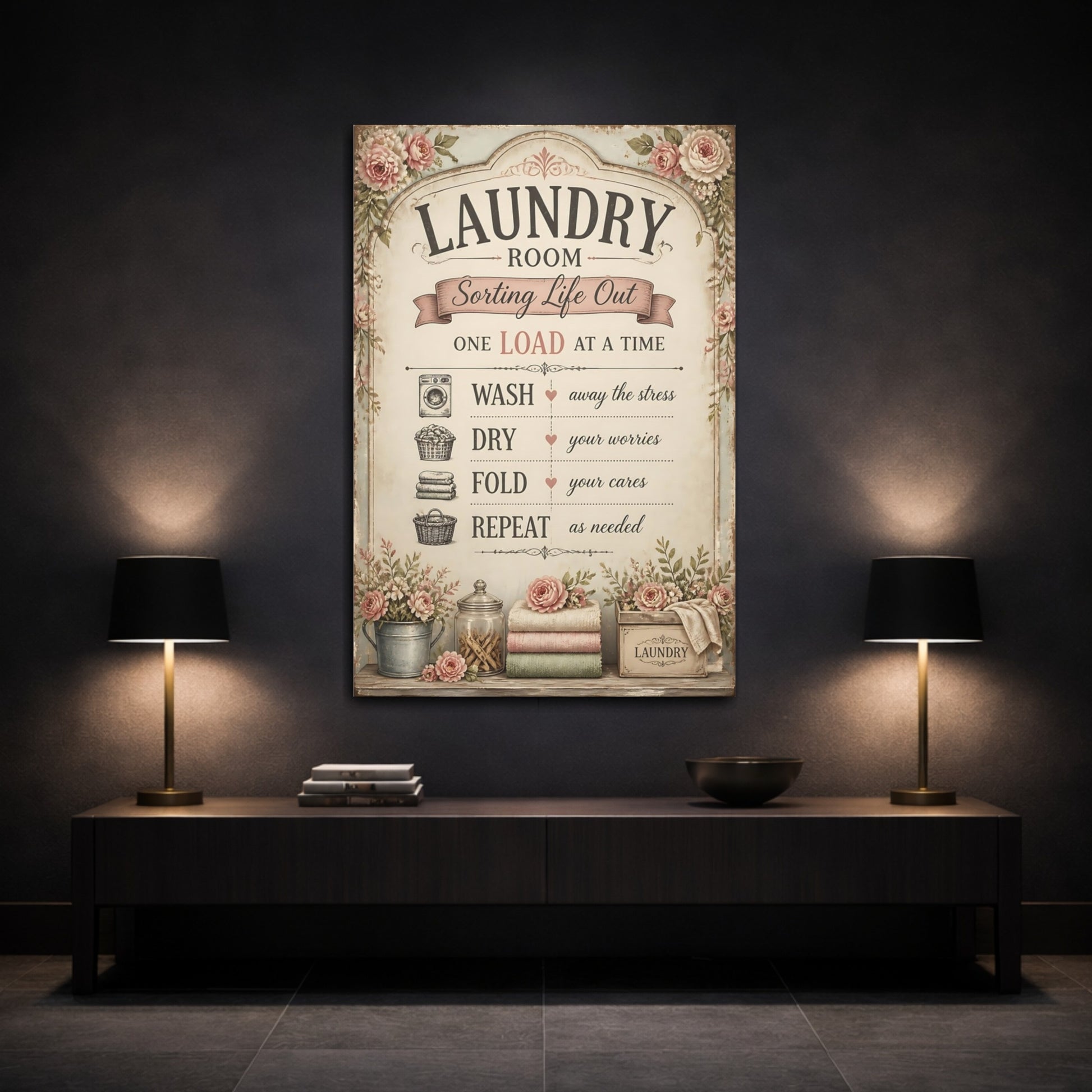 Mockup 3. Laundry Room Quote Sign shown as canvas print