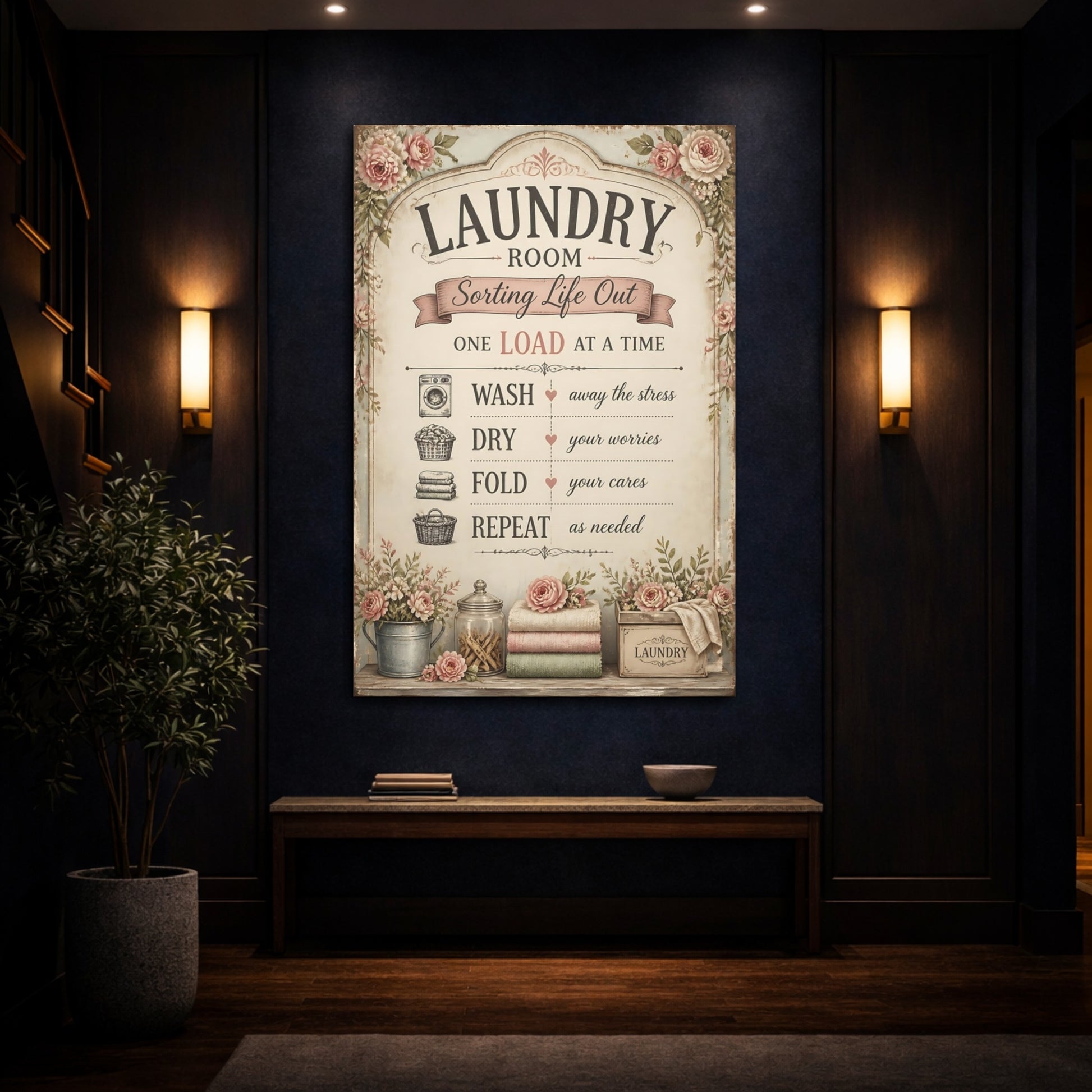 Mockup 4. Laundry Room Quote Sign shown as canvas print