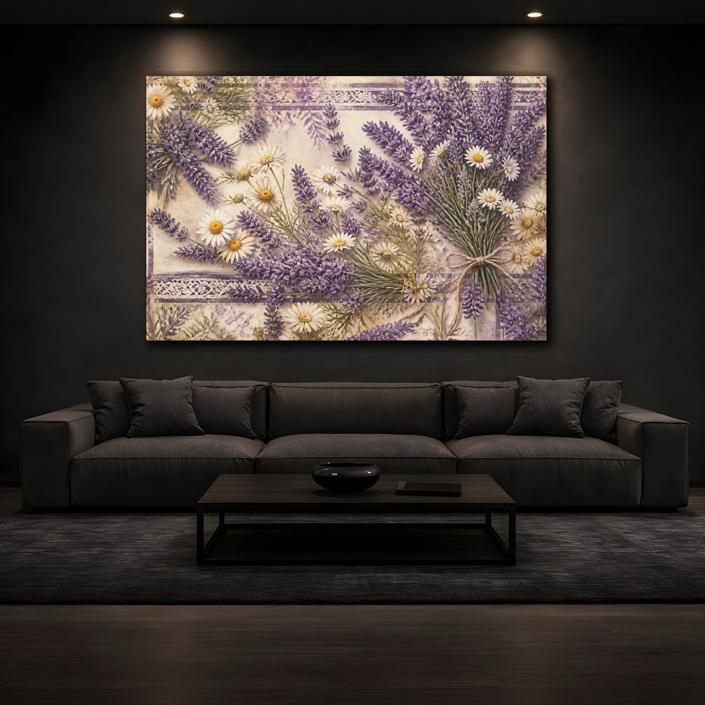 Mockup 3. Lavender And Chamomile Bouquet shown as canvas print