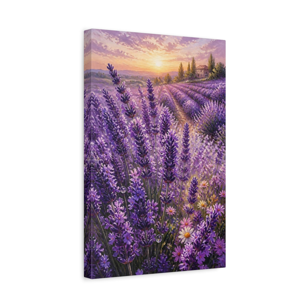 Side Mockup 4. Lavender Field Flowers shown as canvas print