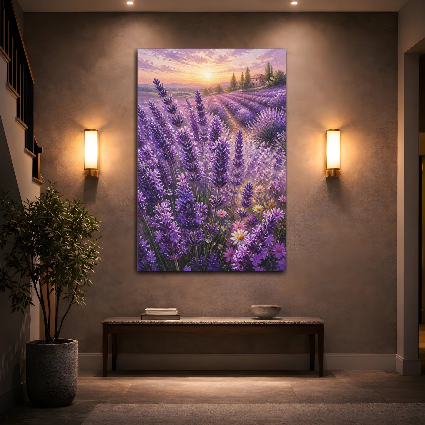 Mockup 2. Lavender Field Flowers shown as canvas print
