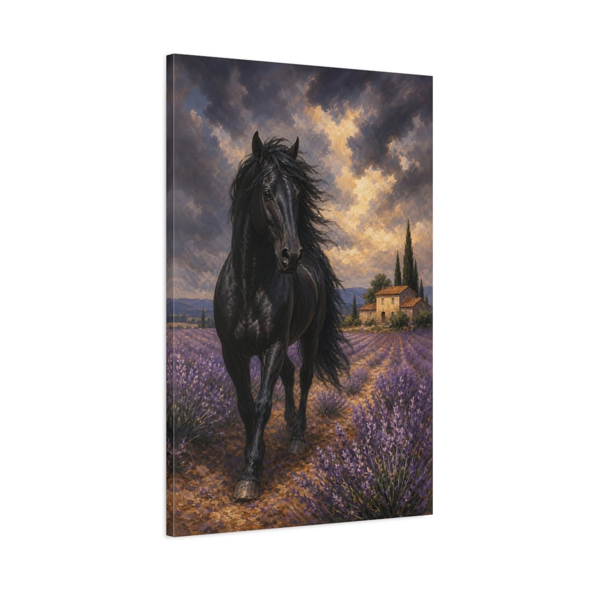 Lavender Field Gouache With Provence Warmth Canvas Print – Impressionistic Decor for Living Room, Large Wall - YesArtYes