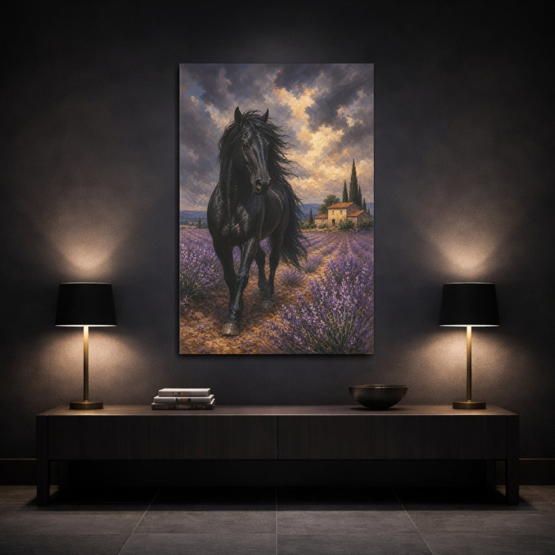 Lavender Field Gouache With Provence Warmth Canvas Print – Impressionistic Decor for Living Room, Large Wall - YesArtYes
