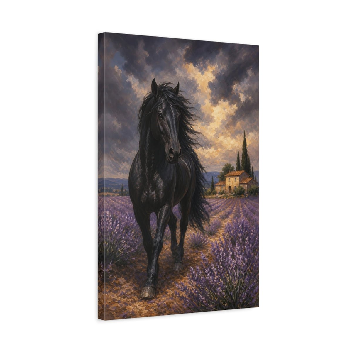 Lavender Field Gouache With Provence Warmth Canvas Print – Impressionistic Decor for Living Room, Large Wall - YesArtYes