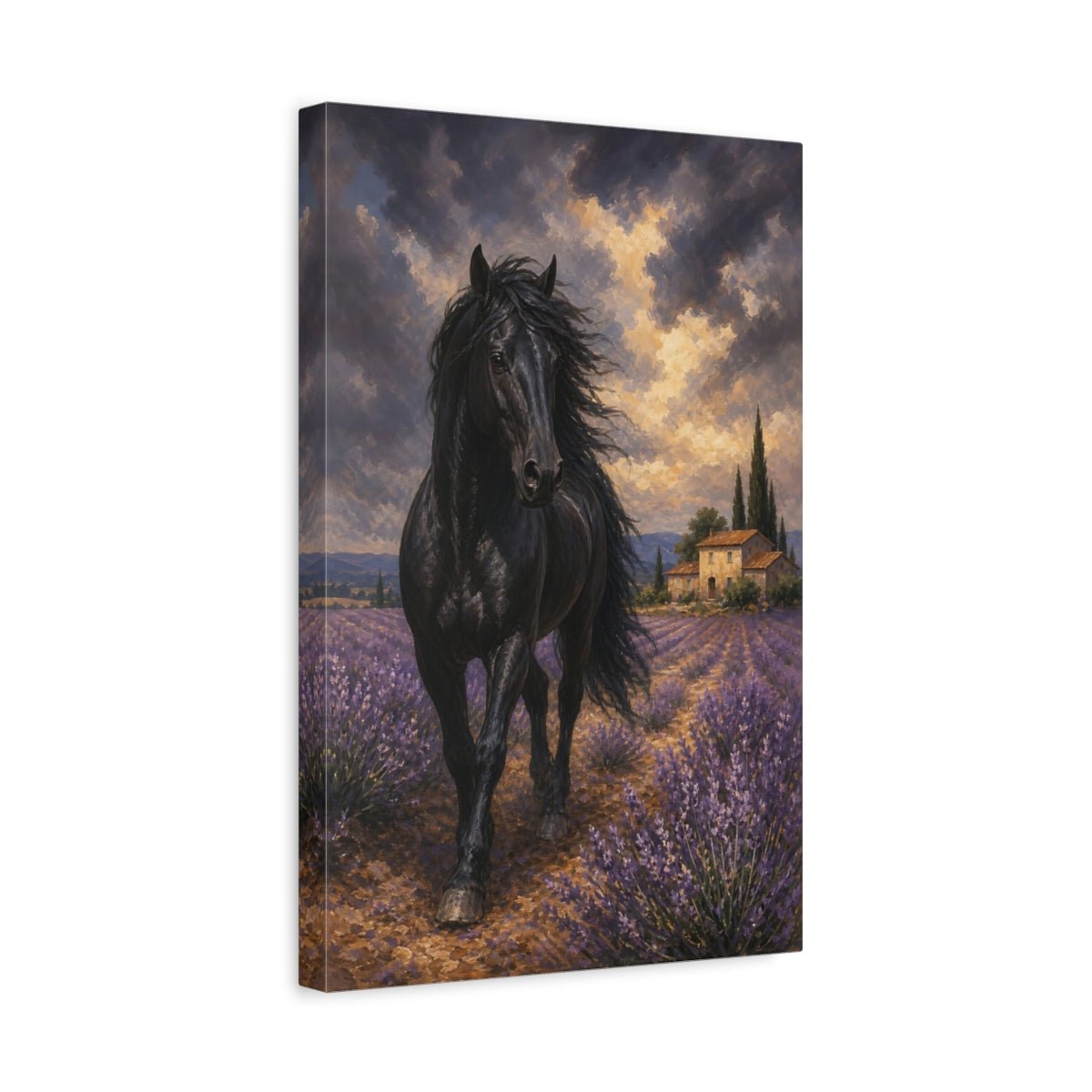Lavender Field Gouache With Provence Warmth Canvas Print – Impressionistic Decor for Living Room, Large Wall - YesArtYes