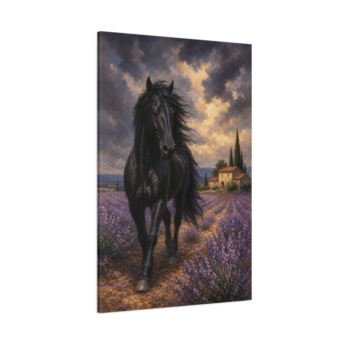 Lavender Field Gouache With Provence Warmth Canvas Print – Impressionistic Decor for Living Room, Large Wall - YesArtYes