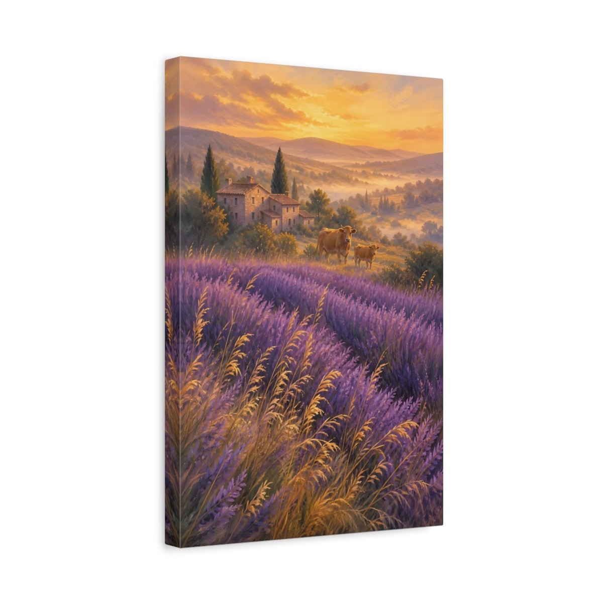 Lavender Field Gouache With Provence Warmth Canvas Print – Impressionistic Living Room, Large Wall - YesArtYes