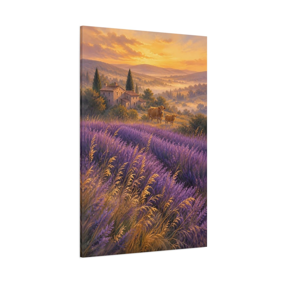 Lavender Field Gouache With Provence Warmth Canvas Print – Impressionistic Living Room, Large Wall - YesArtYes