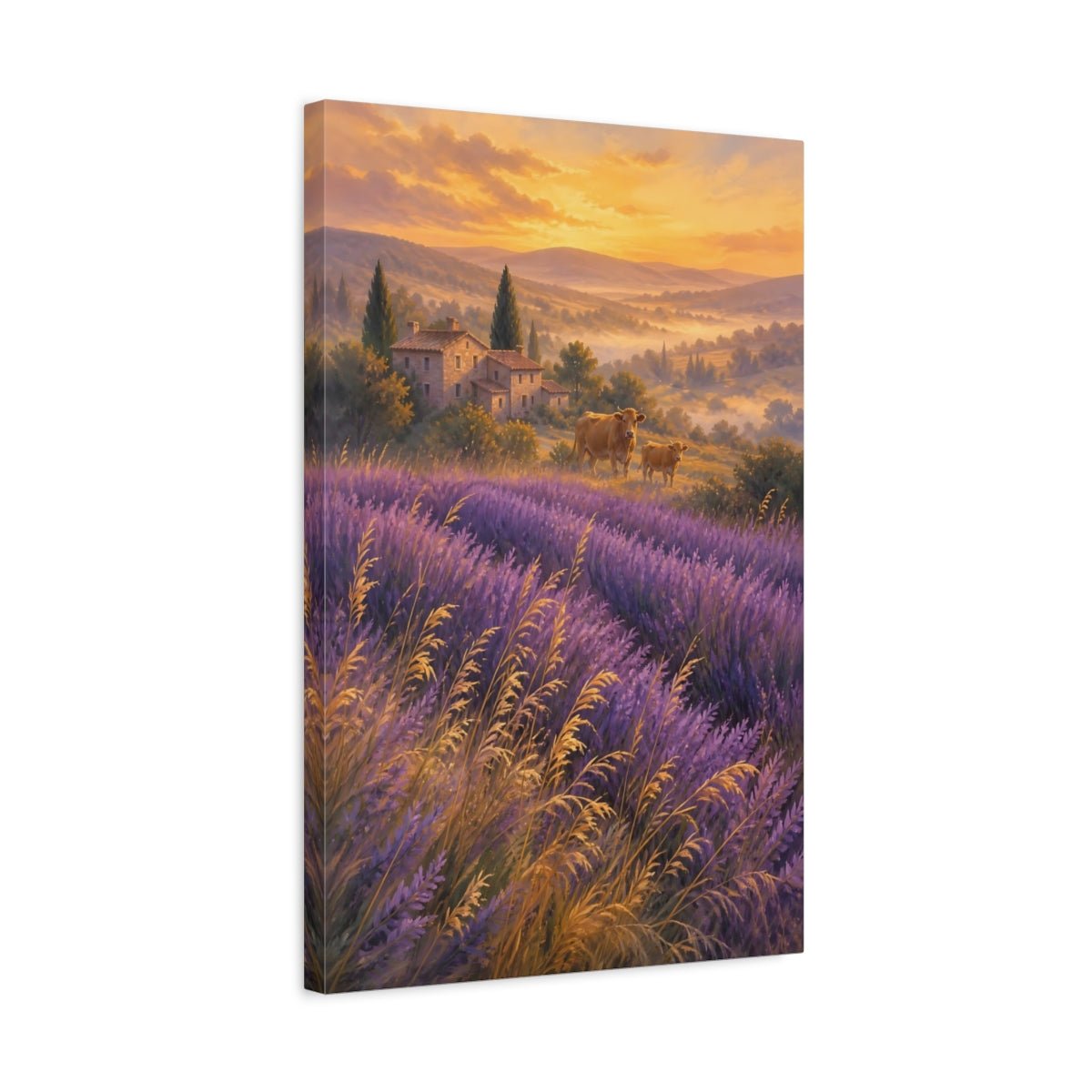 Lavender Field Gouache With Provence Warmth Canvas Print – Impressionistic Living Room, Large Wall - YesArtYes