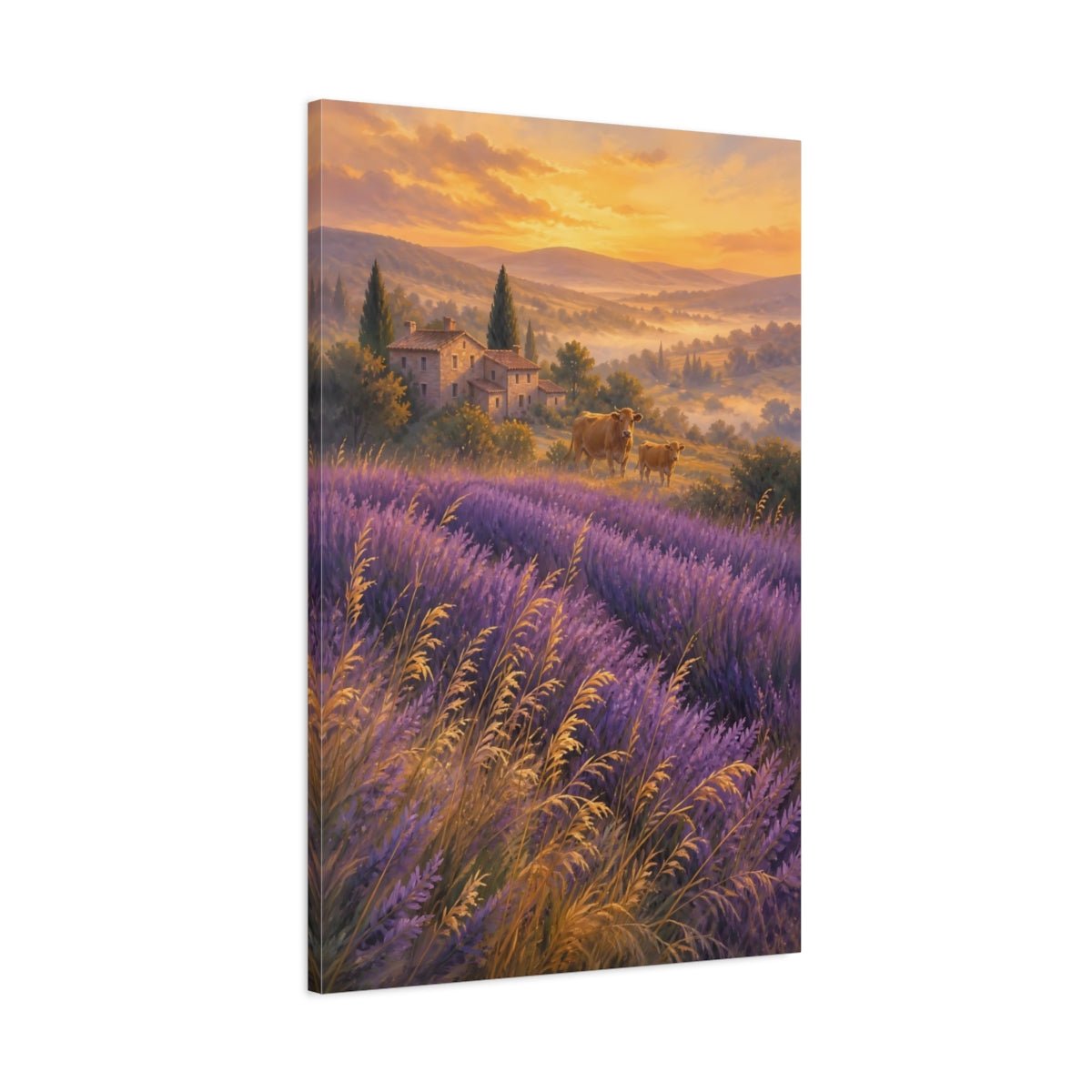 Lavender Field Gouache With Provence Warmth Canvas Print – Impressionistic Living Room, Large Wall - YesArtYes