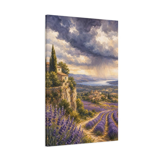 Lavender Field Gouache With Provence Warmth Canvas Print – Watercolor Decor for Living Room, Large Wall - YesArtYes