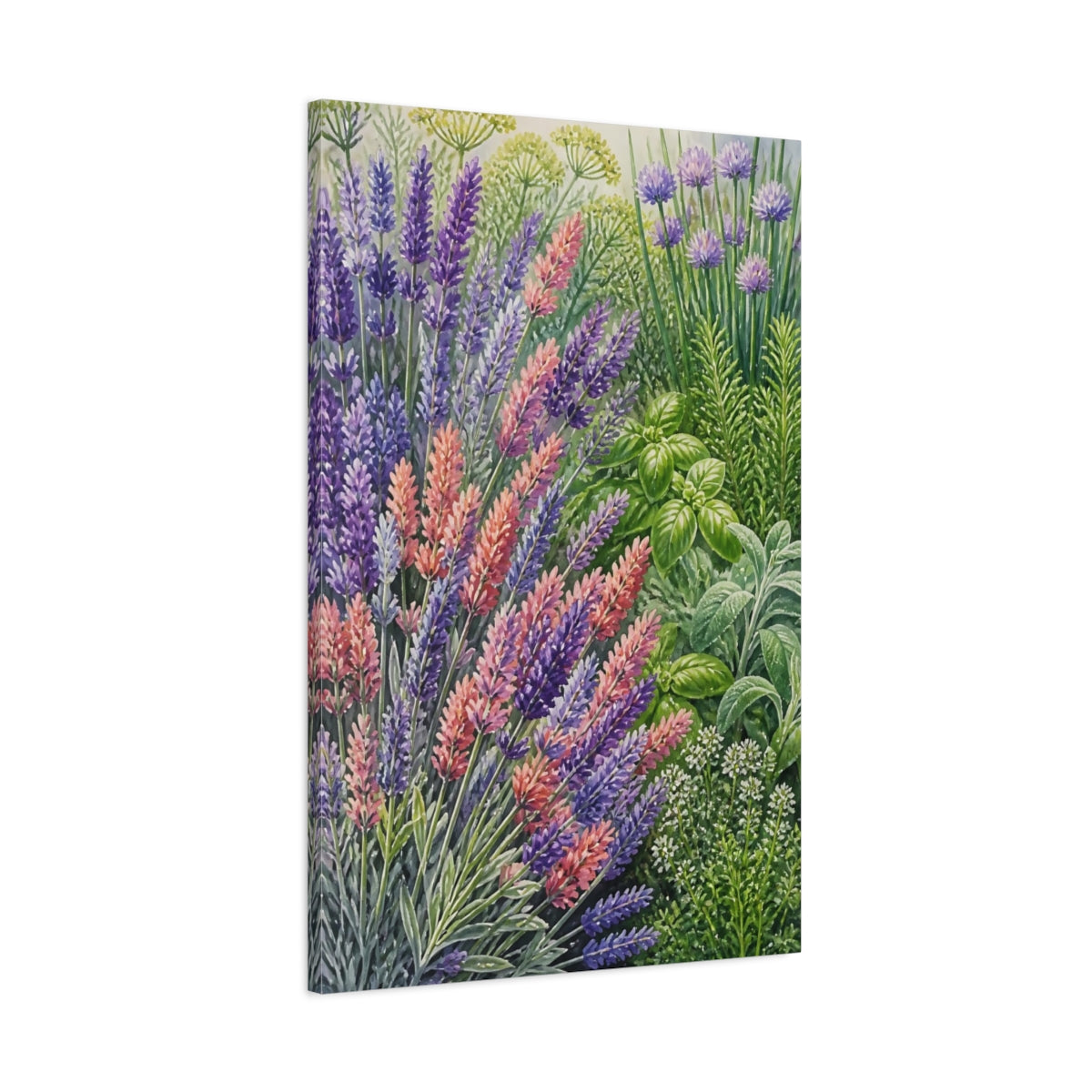 Main Mockup. Lavender Floral Study shown as canvas print