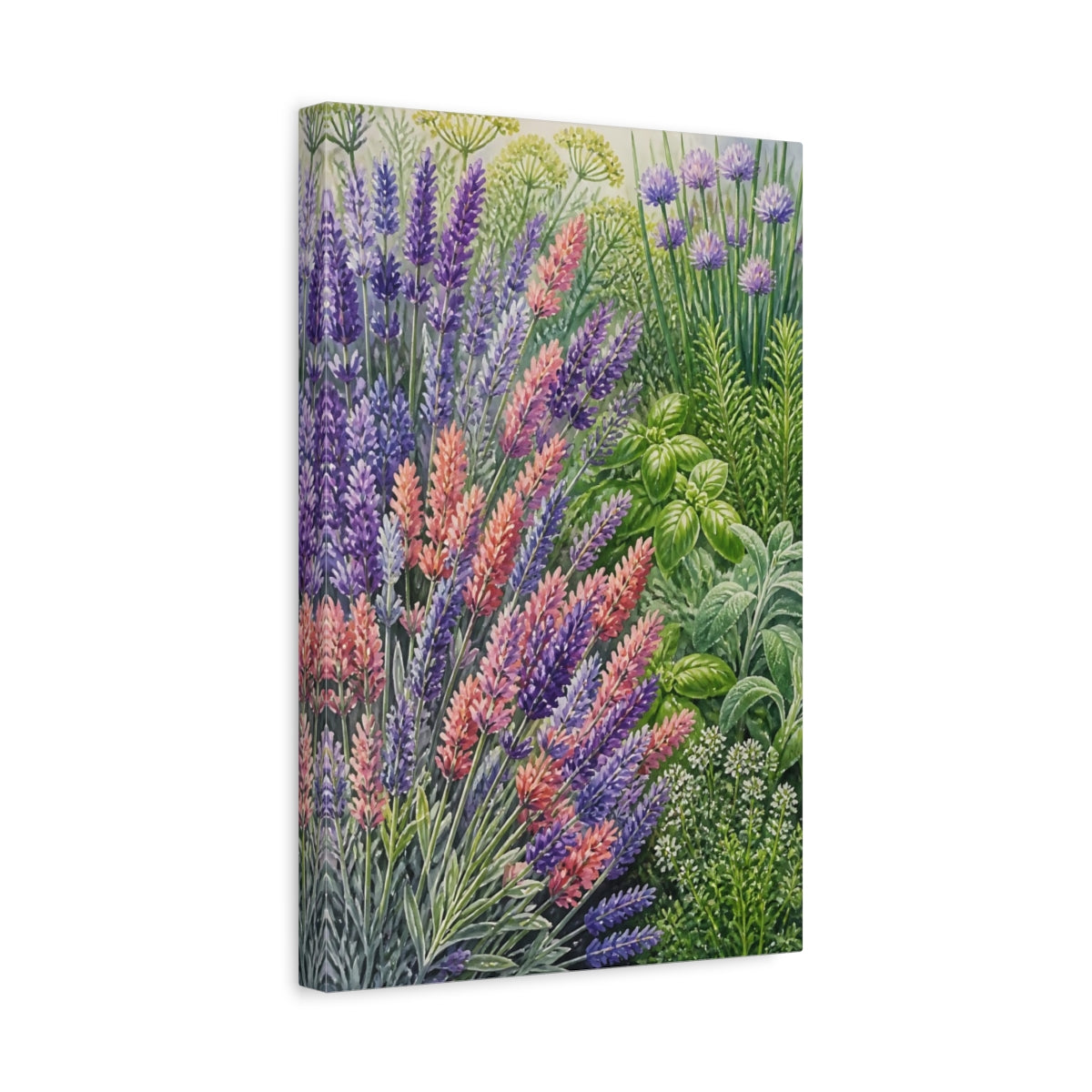 Side Mockup 4. Lavender Floral Study shown as canvas print
