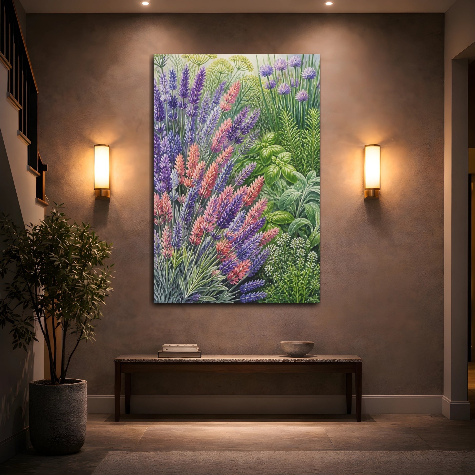 Mockup 2. Lavender Floral Study shown as canvas print