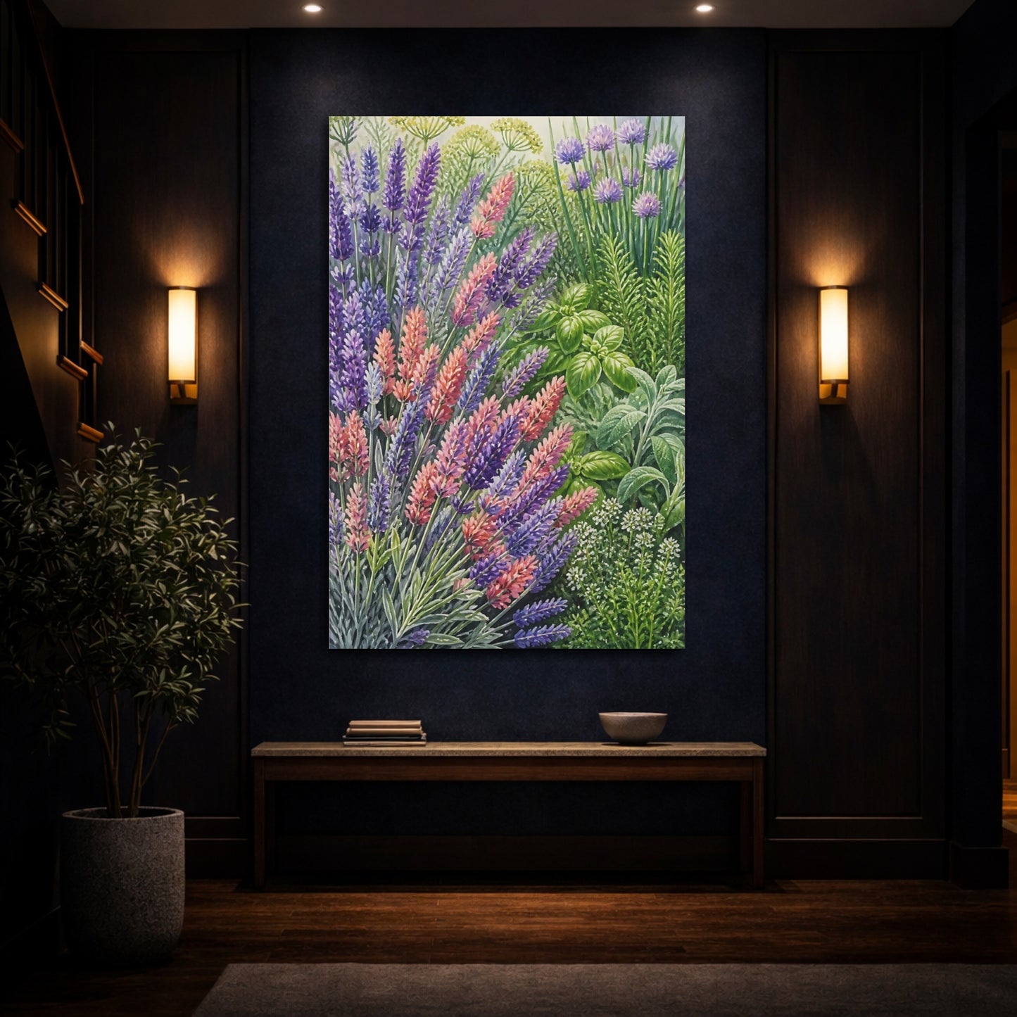 Mockup 4. Lavender Floral Study shown as canvas print