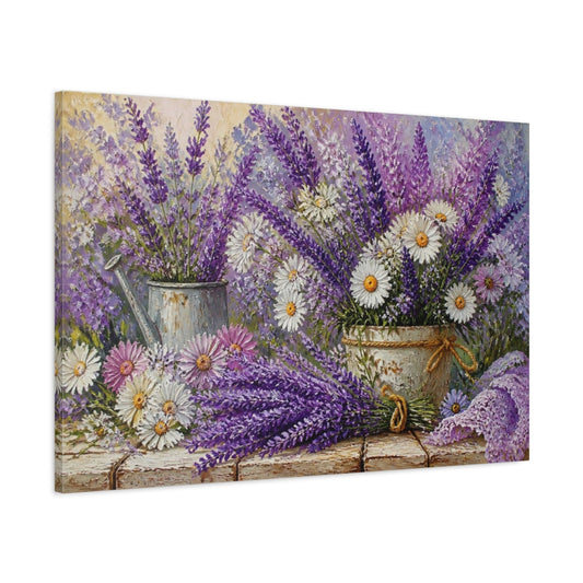 Main Mockup. Lavender Flower Bouquet shown as canvas print