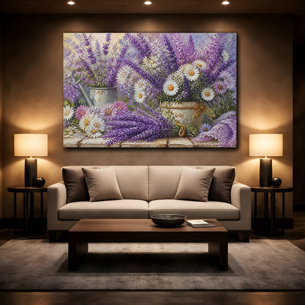 Mockup 2. Lavender Flower Bouquet shown as canvas print
