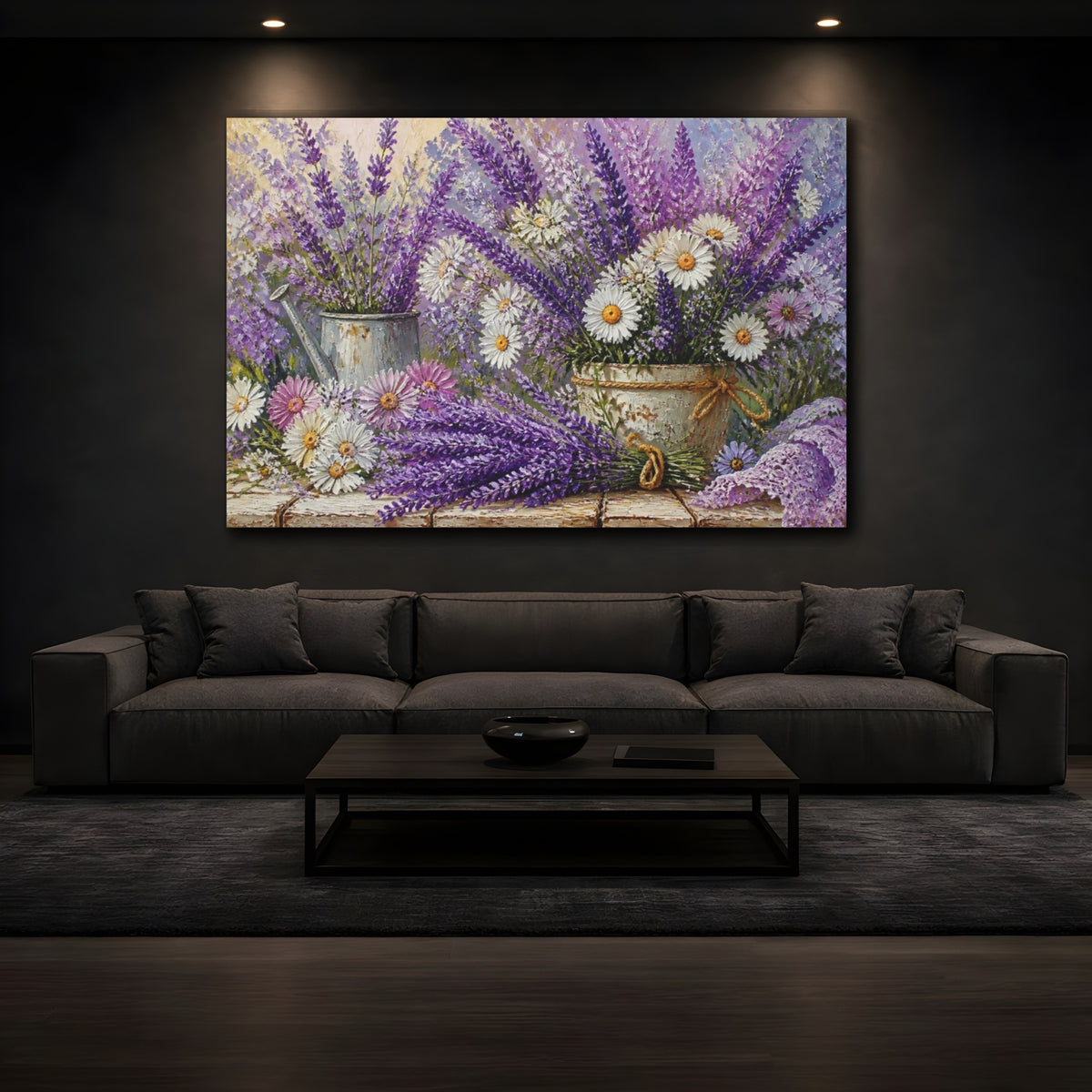 Mockup 3. Lavender Flower Bouquet shown as canvas print