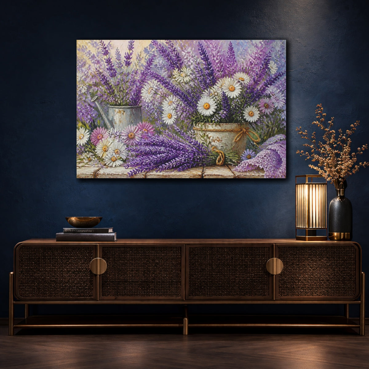 Mockup 4. Lavender Flower Bouquet shown as canvas print