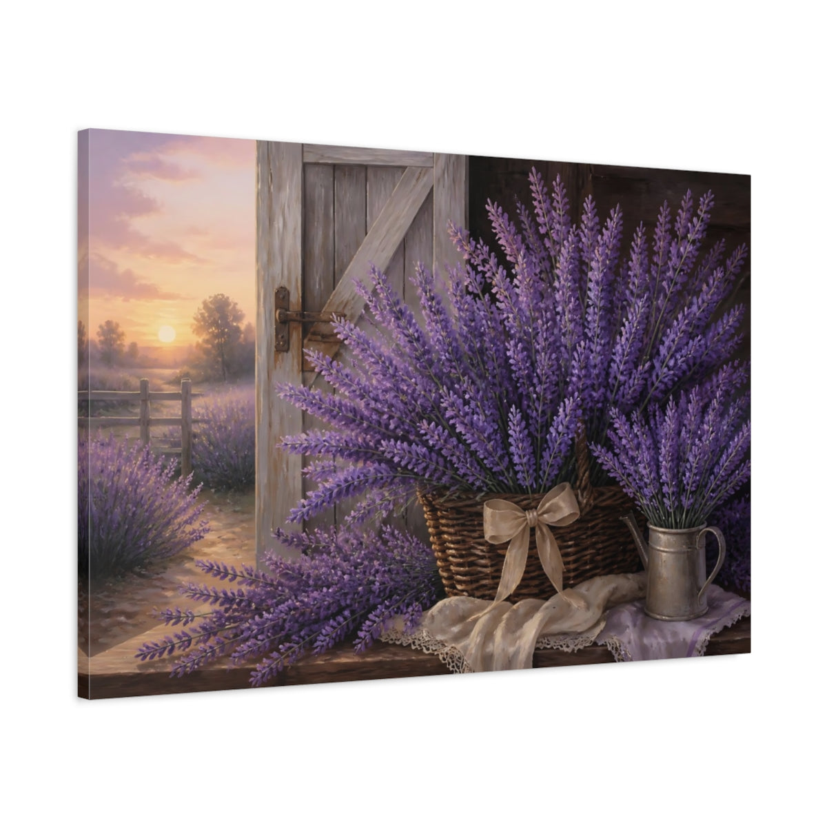 Main Mockup. Lavender Flowers In Basket shown as canvas print
