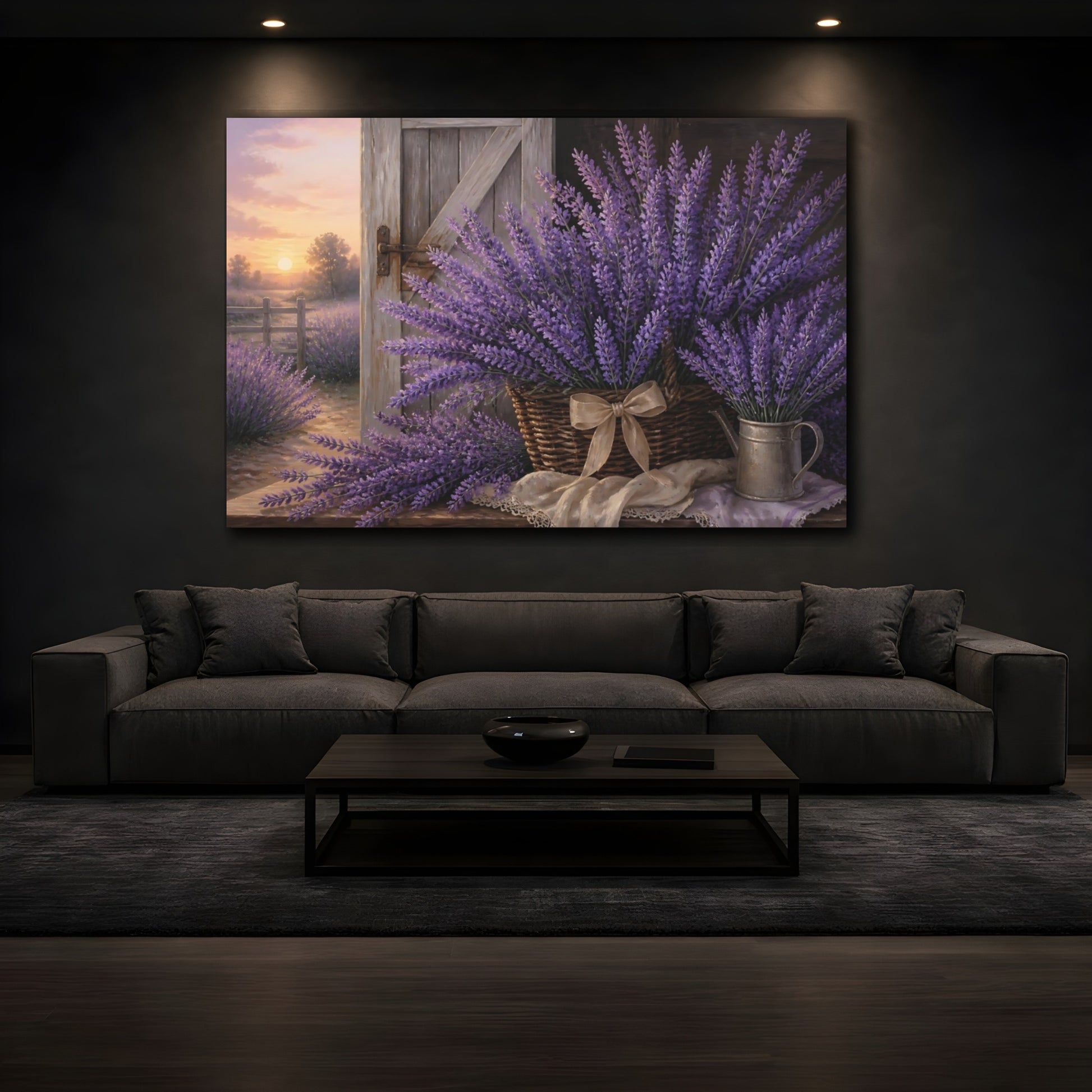 Mockup 3. Lavender Flowers In Basket shown as canvas print