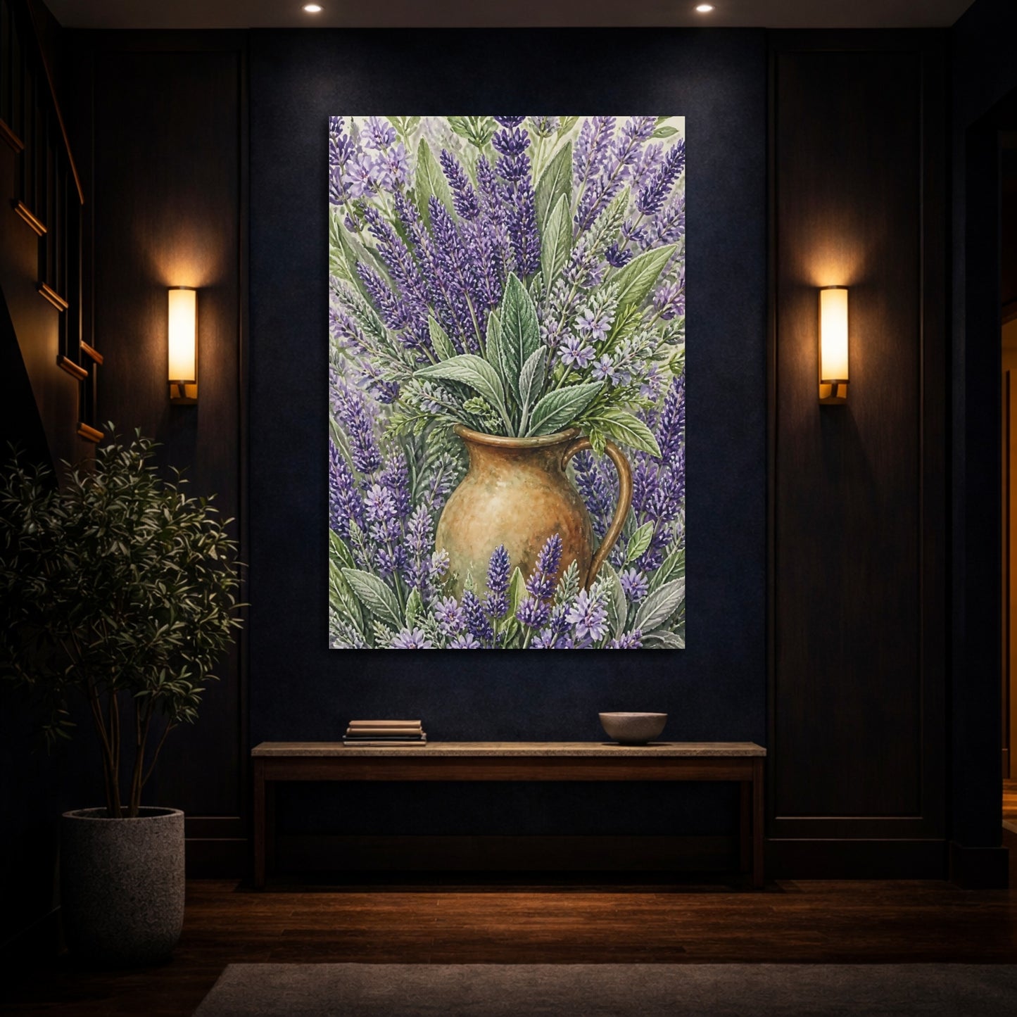 Mockup 4. Lavender Flowers In Pitcher shown as canvas print