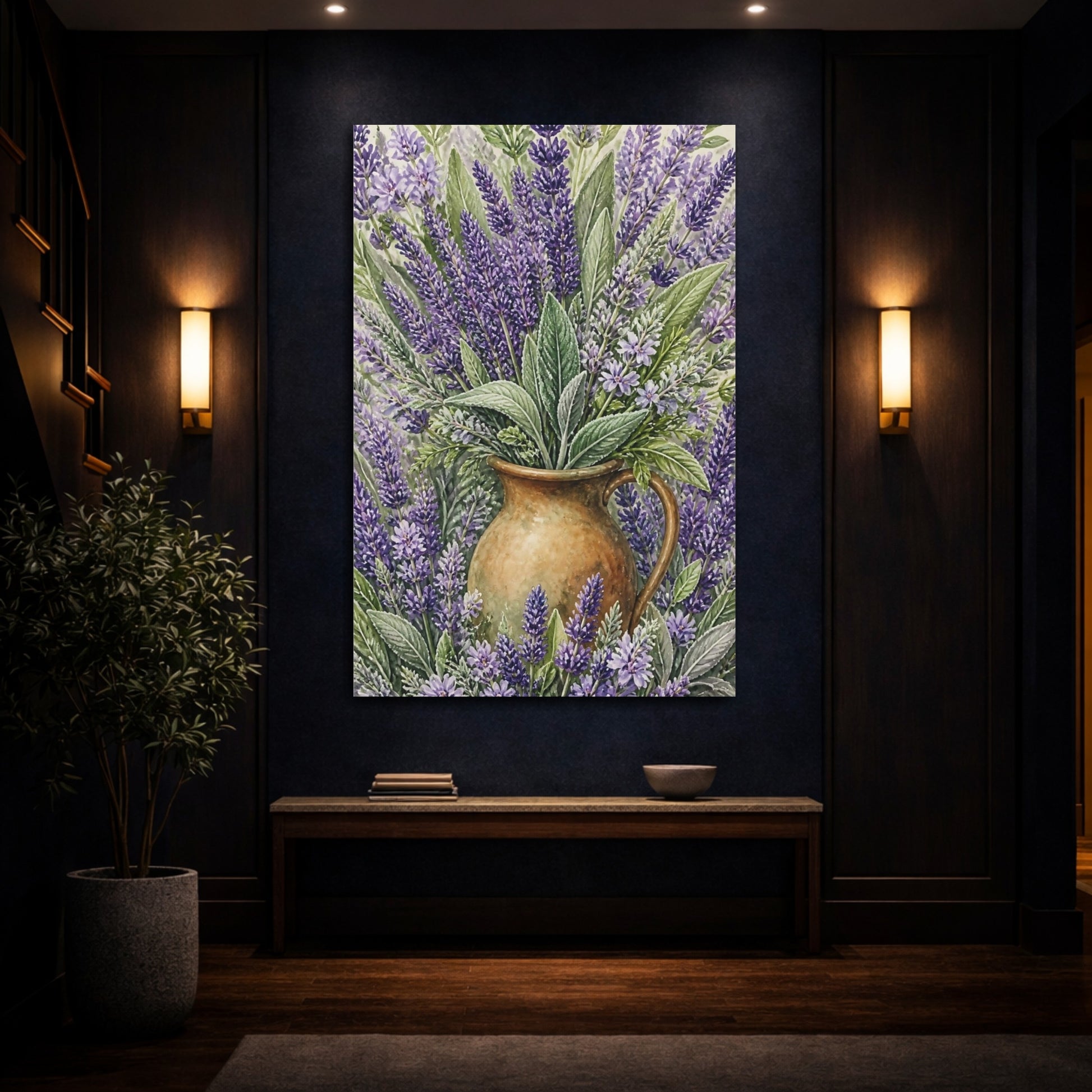 Mockup 4. Lavender Flowers In Pitcher shown as canvas print