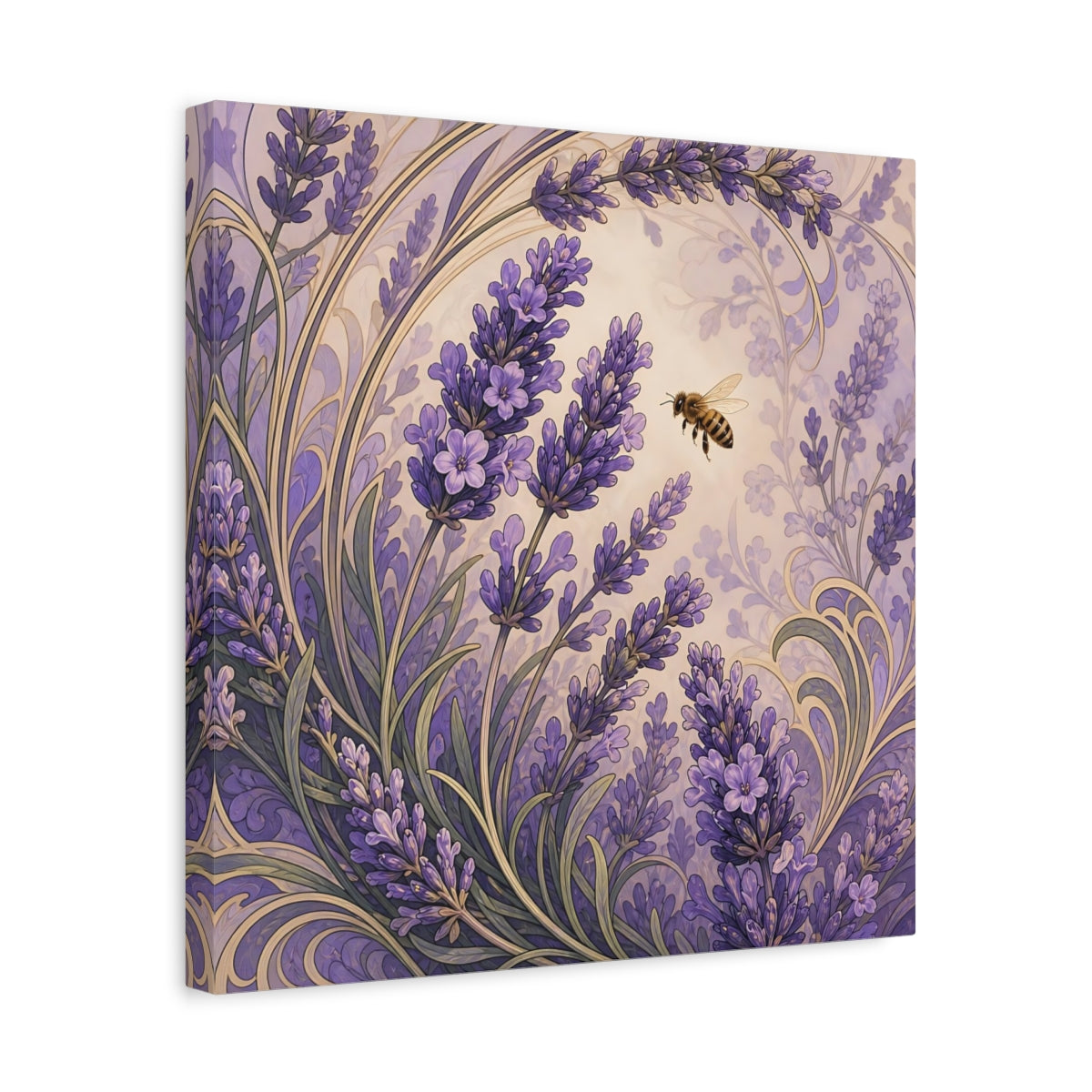 Side Mockup 6. Lavender Honeybee shown as canvas print
