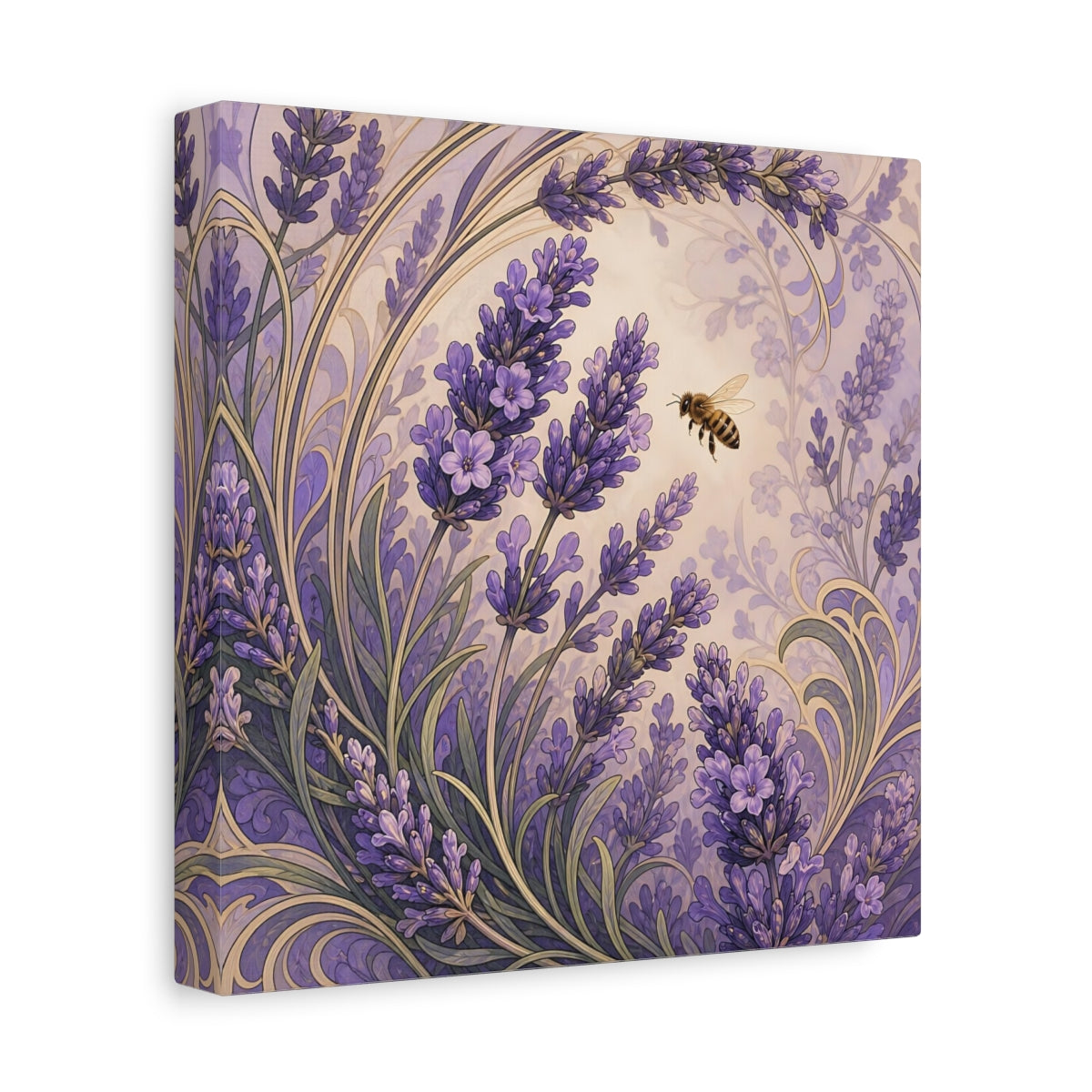 Side Mockup 9. Lavender Honeybee shown as canvas print
