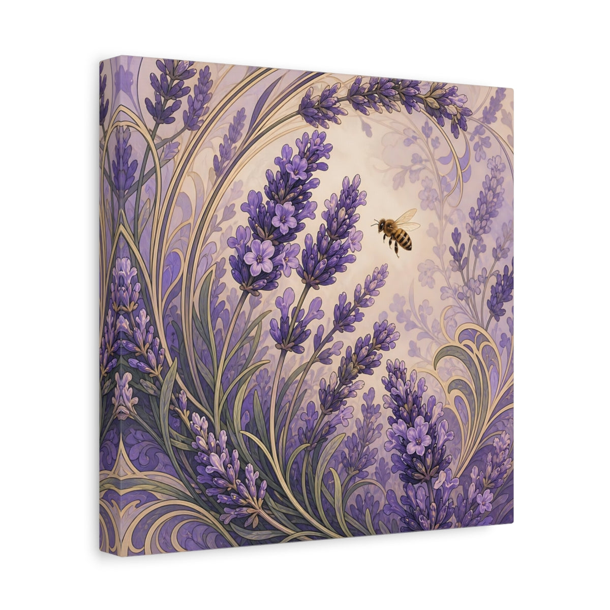 Side Mockup 8. Lavender Honeybee shown as canvas print