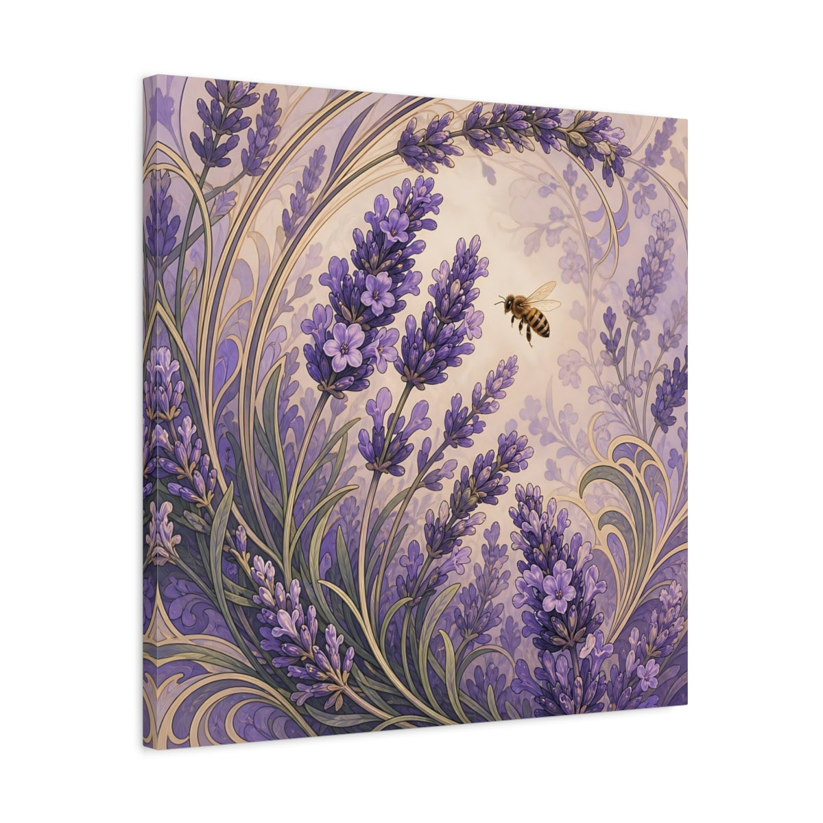 Side Mockup 4. Lavender Honeybee shown as canvas print
