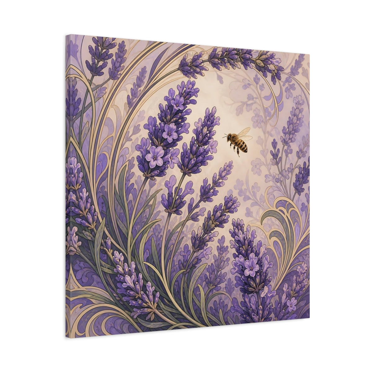 Side Mockup 3. Lavender Honeybee shown as canvas print