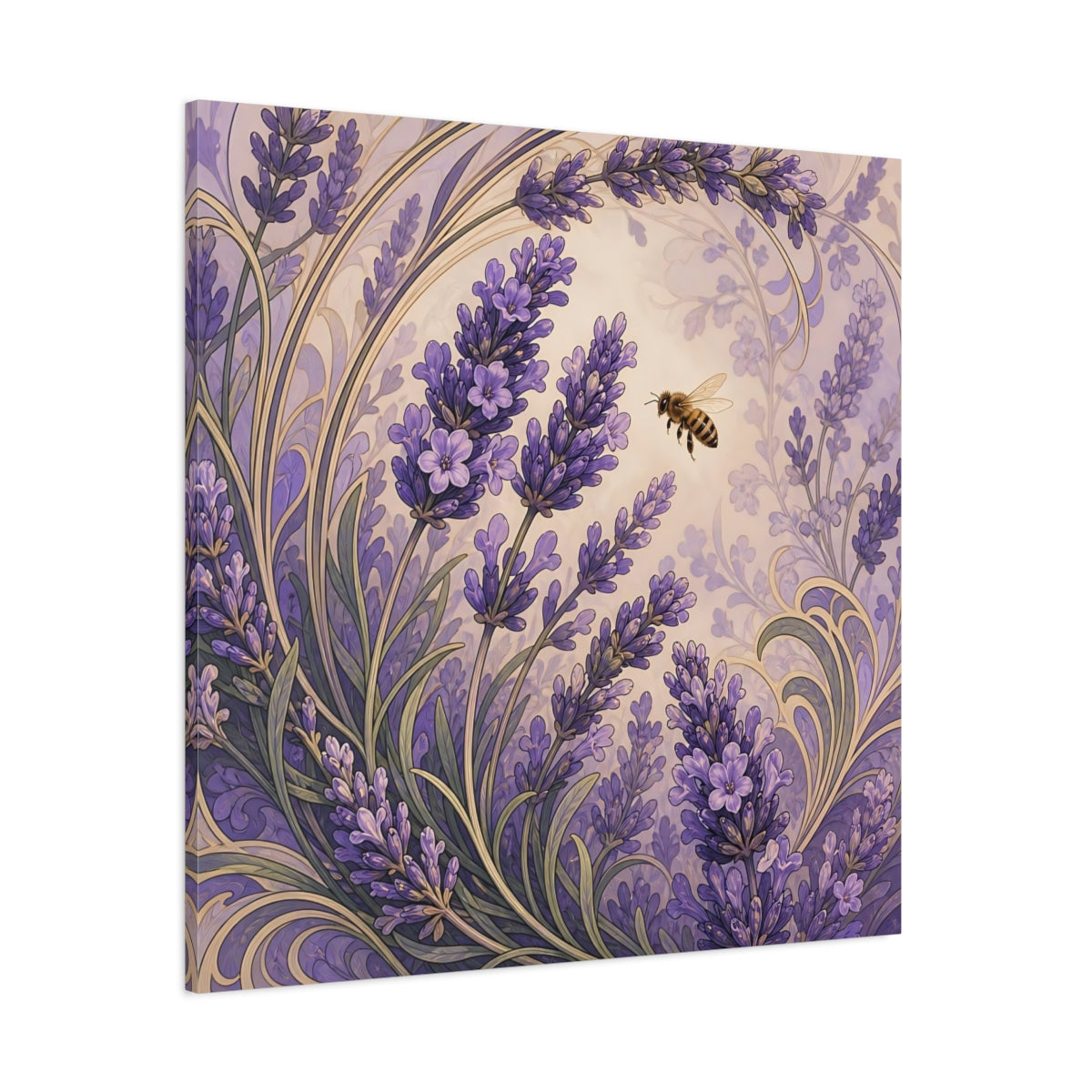 Side Mockup 1. Lavender Honeybee shown as canvas print