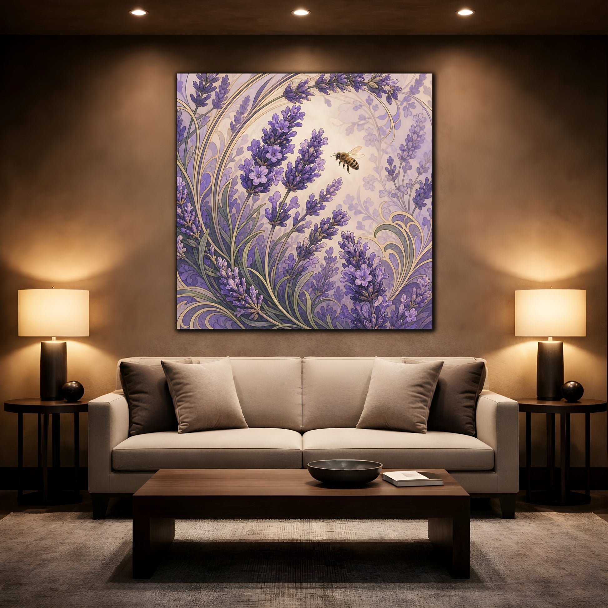 Mockup 2. Lavender Honeybee shown as canvas print