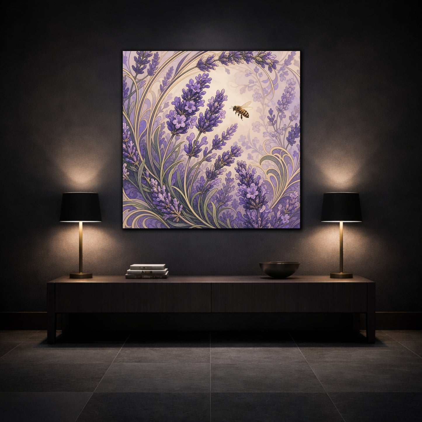 Mockup 3. Lavender Honeybee shown as canvas print