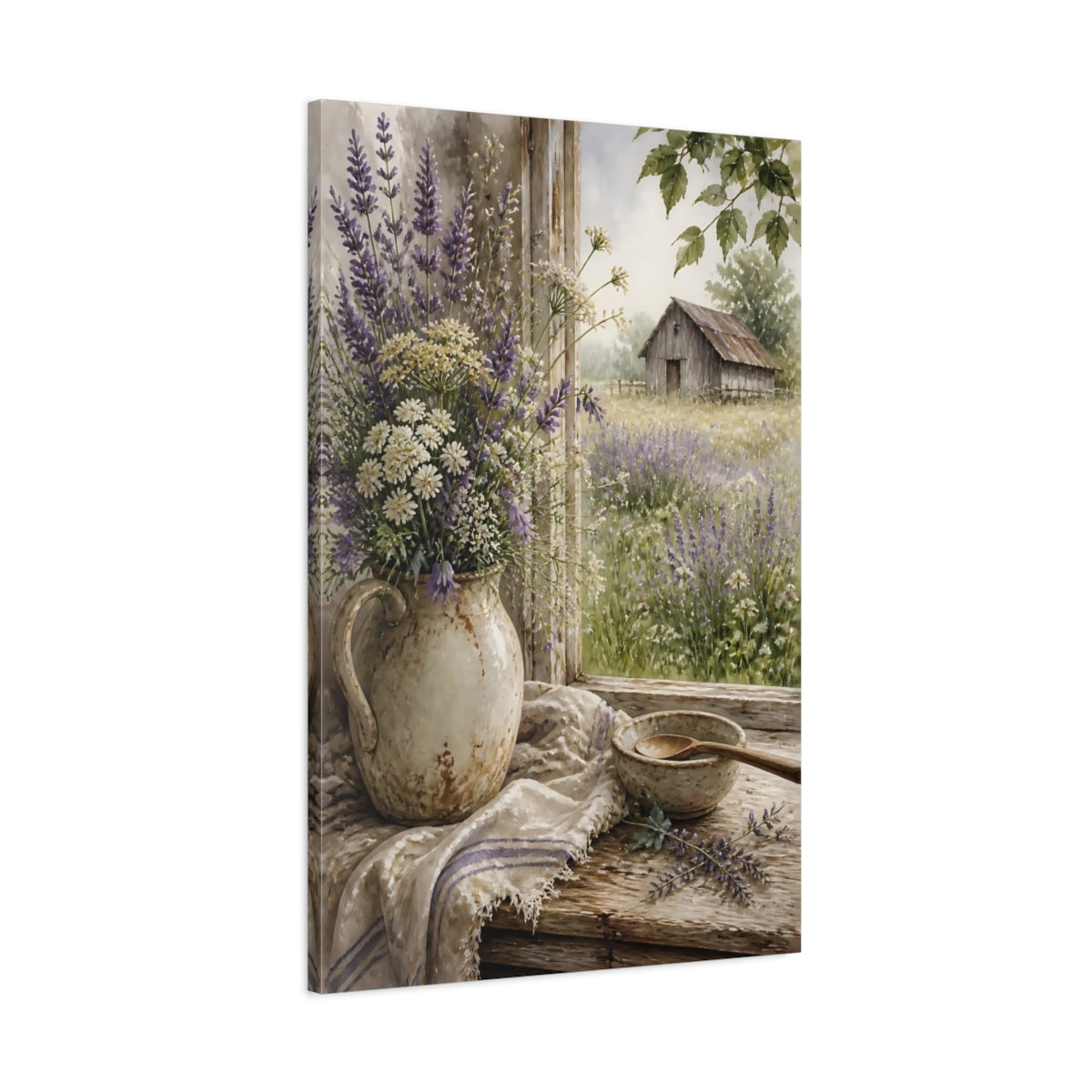 Main Mockup. Lavender Window Bouquet shown as canvas print