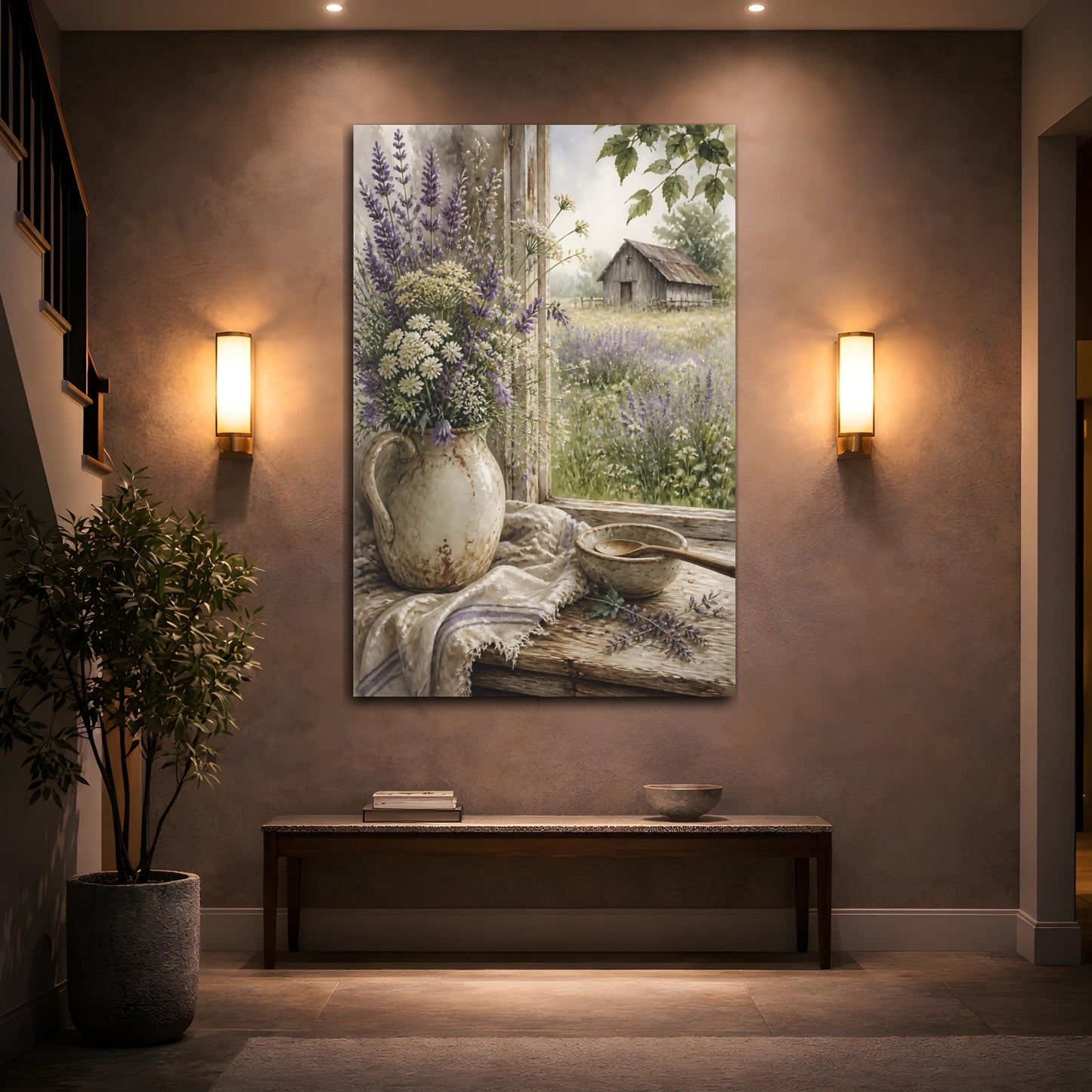 Mockup 2. Lavender Window Bouquet shown as canvas print
