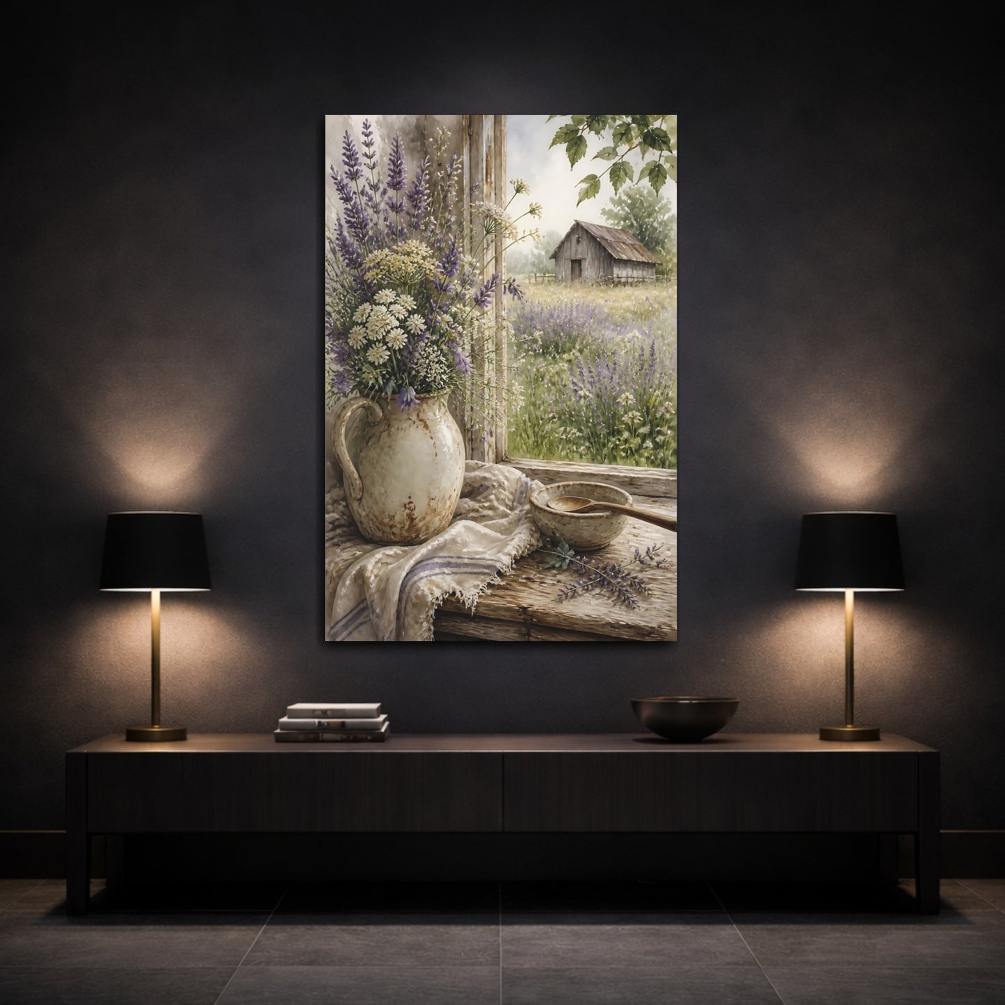 Mockup 3. Lavender Window Bouquet shown as canvas print