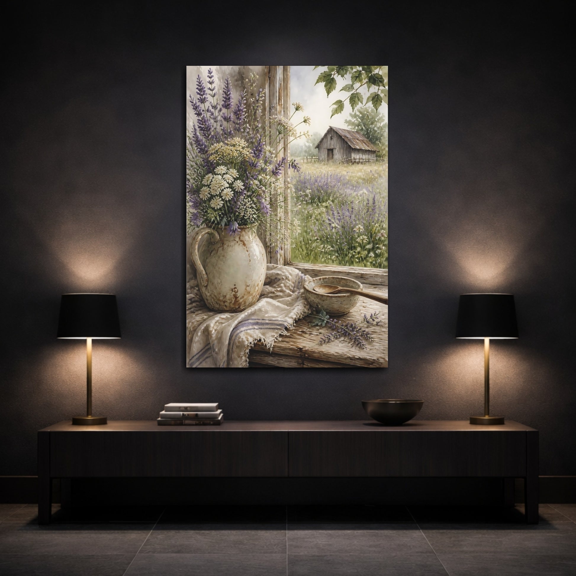 Mockup 3. Lavender Window Bouquet shown as canvas print